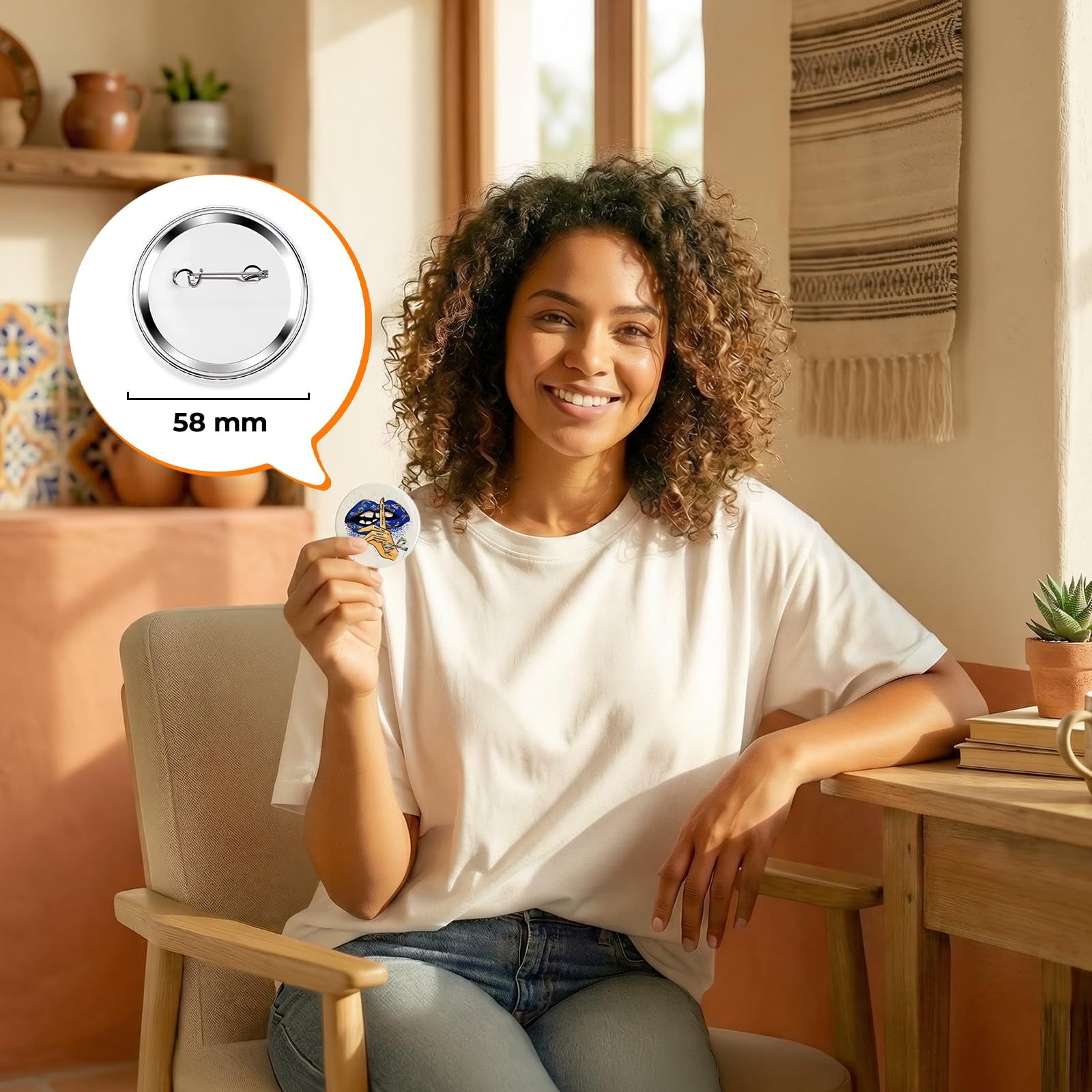 HTVRONT 25 Pcs Sublimation Button Blanks, 58mm Button Maker Supplies Premium Metal Customizable Badges Sublimation Pins with Full-Surface & Curved Transfer, Vivid Color & Fade-Resistant Button Pins for Handmake, Crafts, Clothing & Gifts - Image 3