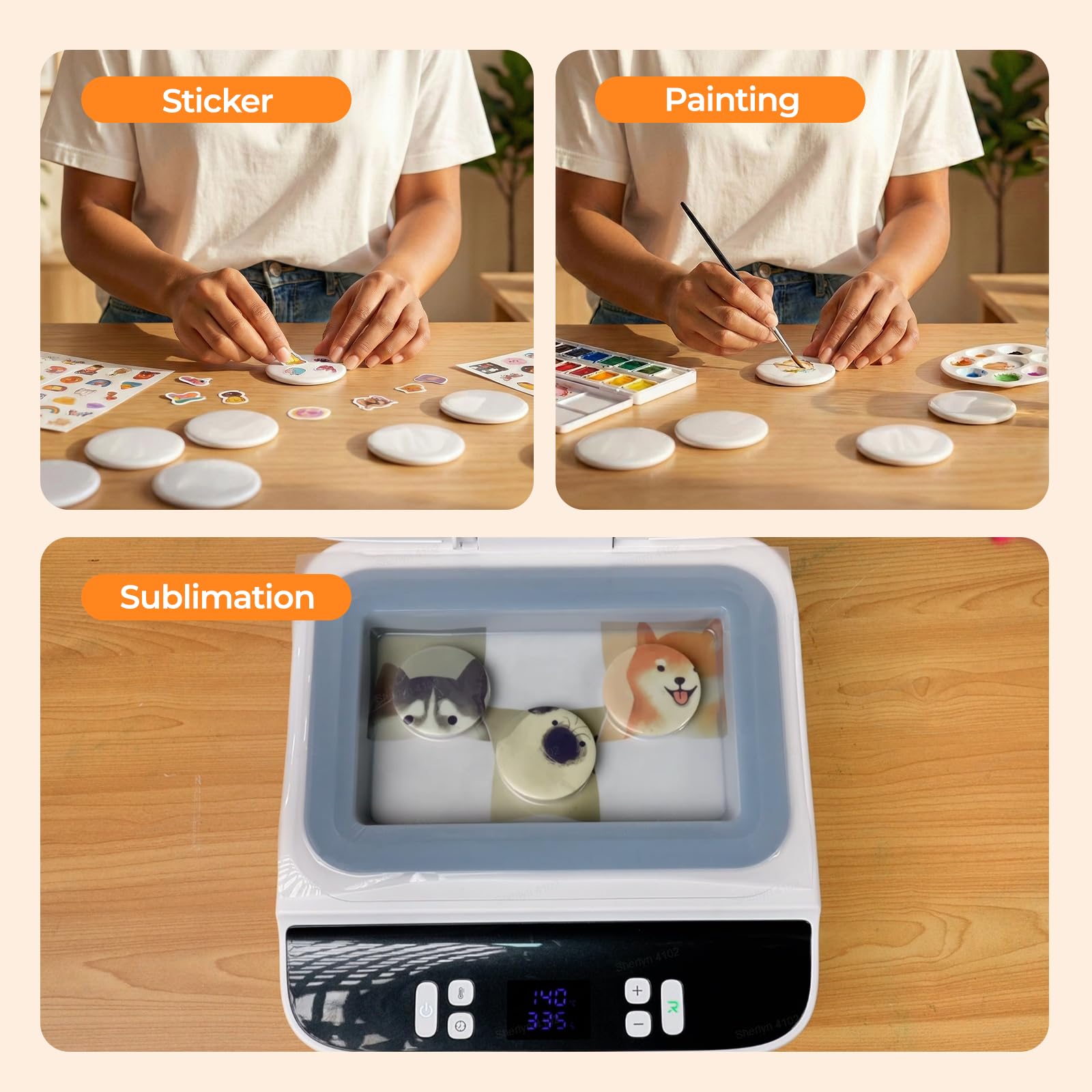 HTVRONT 25 Pcs Sublimation Button Blanks, 58mm Button Maker Supplies Premium Metal Customizable Badges Sublimation Pins with Full-Surface & Curved Transfer, Vivid Color & Fade-Resistant Button Pins for Handmake, Crafts, Clothing & Gifts - Image 4