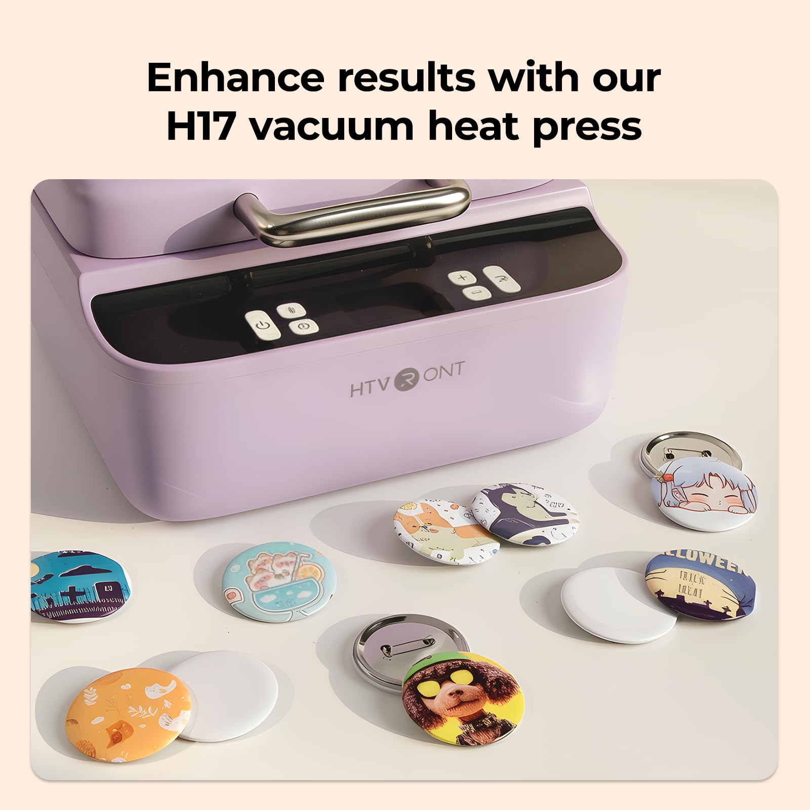 HTVRONT 25 Pcs Sublimation Button Blanks, 58mm Button Maker Supplies Premium Metal Customizable Badges Sublimation Pins with Full-Surface & Curved Transfer, Vivid Color & Fade-Resistant Button Pins for Handmake, Crafts, Clothing & Gifts - Image 5