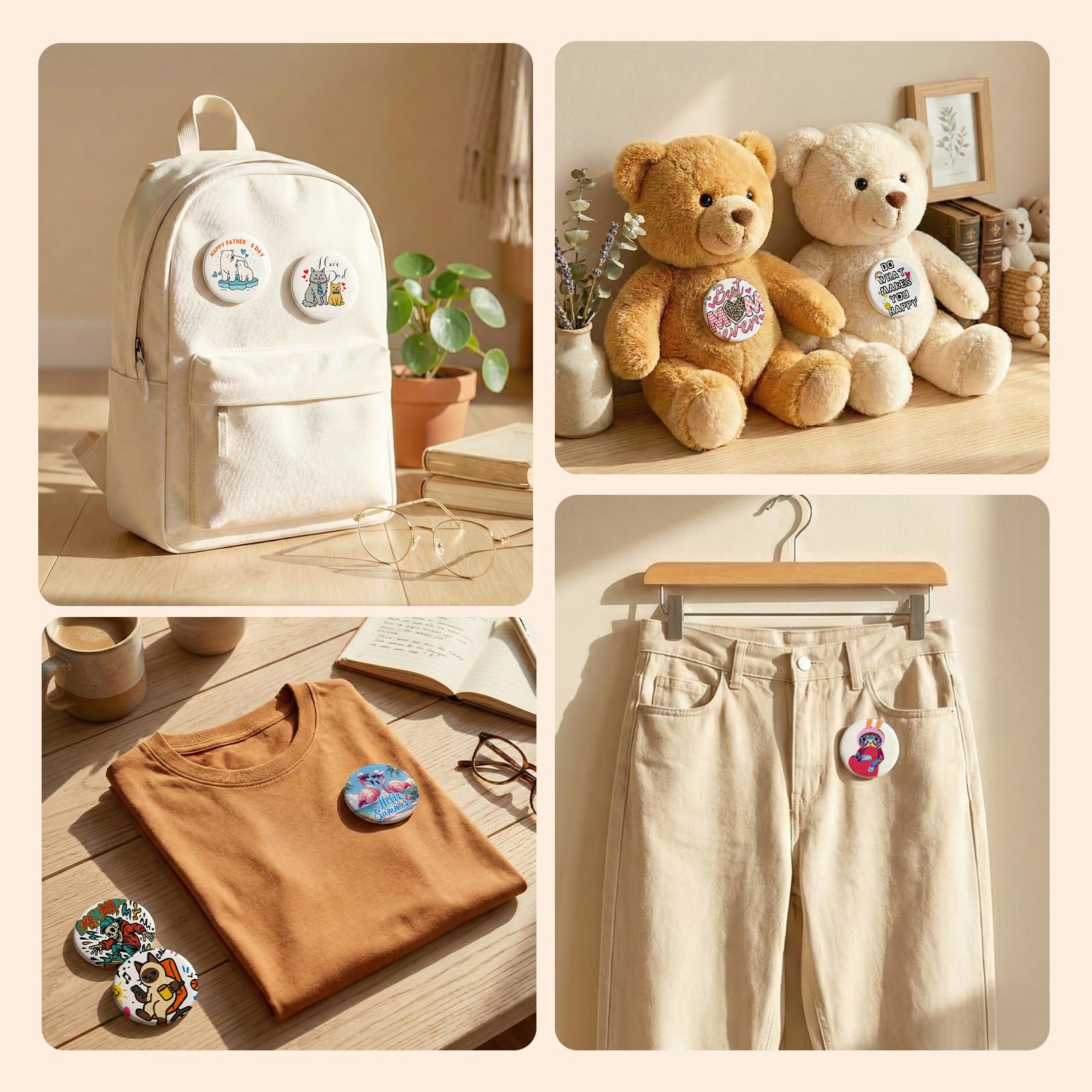 HTVRONT 25 Pcs Sublimation Button Blanks, 58mm Button Maker Supplies Premium Metal Customizable Badges Sublimation Pins with Full-Surface & Curved Transfer, Vivid Color & Fade-Resistant Button Pins for Handmake, Crafts, Clothing & Gifts - Image 6