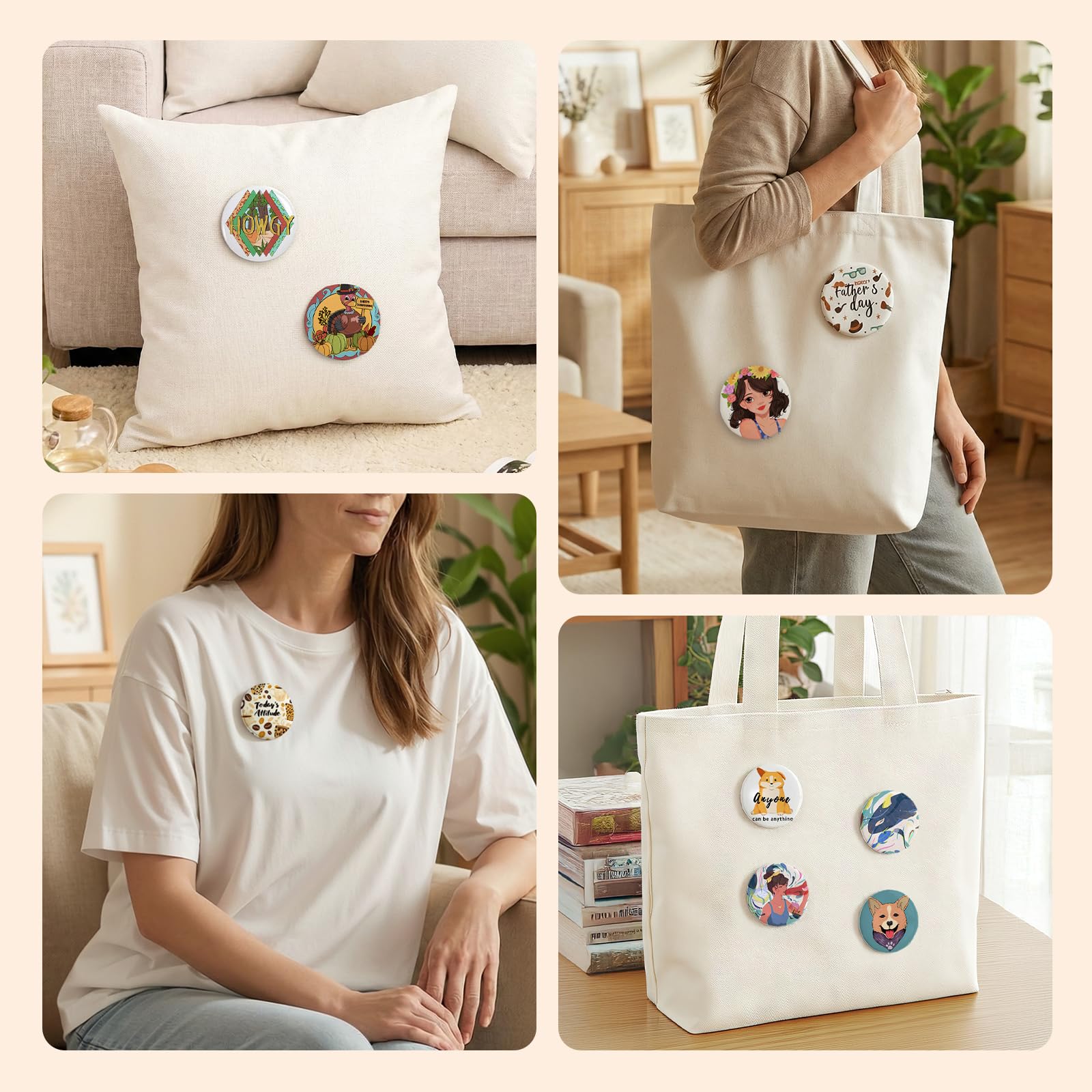 HTVRONT 25 Pcs Sublimation Button Blanks, 58mm Button Maker Supplies Premium Metal Customizable Badges Sublimation Pins with Full-Surface & Curved Transfer, Vivid Color & Fade-Resistant Button Pins for Handmake, Crafts, Clothing & Gifts - Image 7