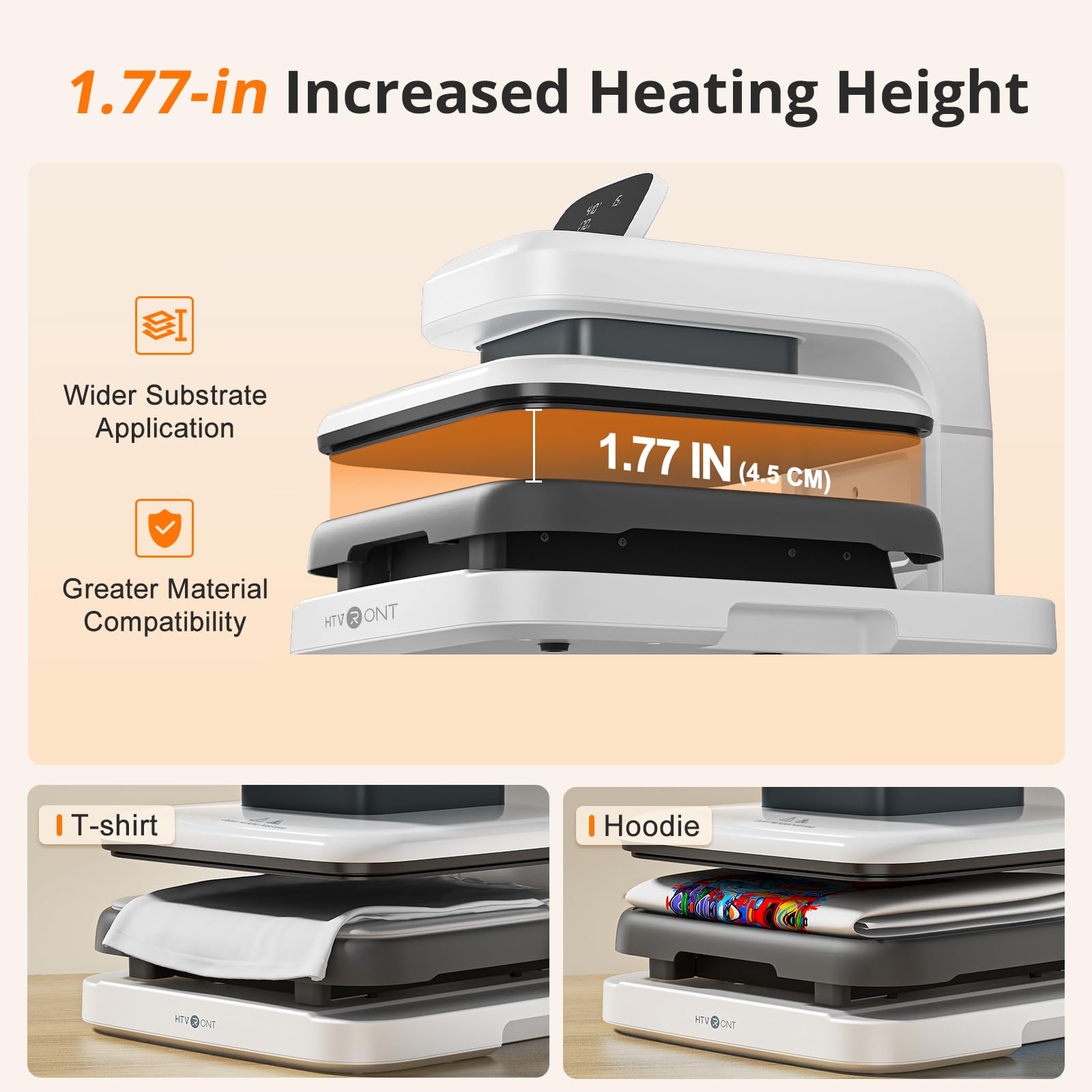 HTVRONT Auto Heat Press 2 - Heat Press Machine for T Shirts with Adjustable Pressure & Higher Heating Height, Heats Up Fast & Evenly Heat Press 15x15 for HTV, Sublimation, Heat Transfer Projects - Image 3