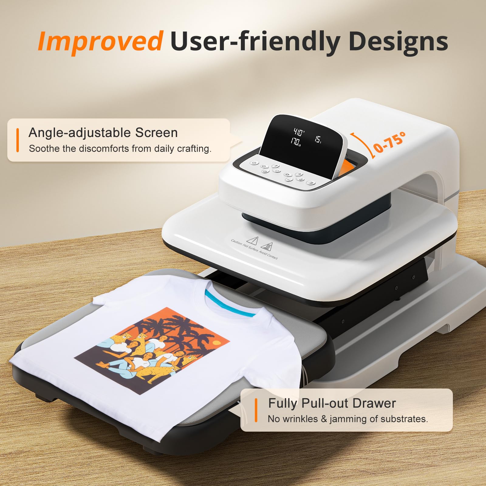 HTVRONT Auto Heat Press 2 - Heat Press Machine for T Shirts with Adjustable Pressure & Higher Heating Height, Heats Up Fast & Evenly Heat Press 15x15 for HTV, Sublimation, Heat Transfer Projects - Image 8