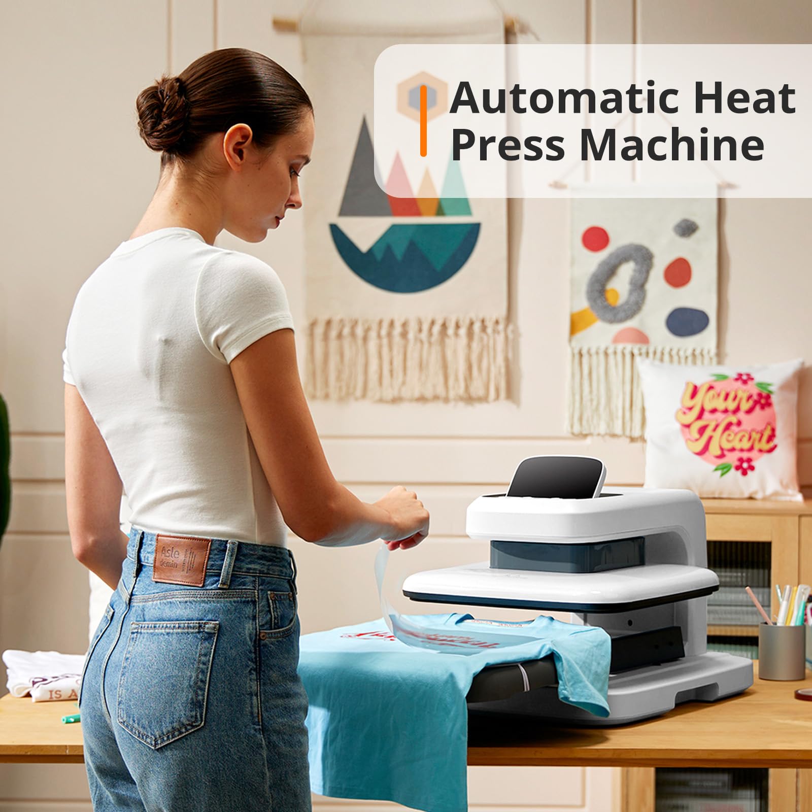 HTVRONT Auto Heat Press 2 - Heat Press Machine for T Shirts with Adjustable Pressure & Higher Heating Height, Heats Up Fast & Evenly Heat Press 15x15 for HTV, Sublimation, Heat Transfer Projects - Image 9
