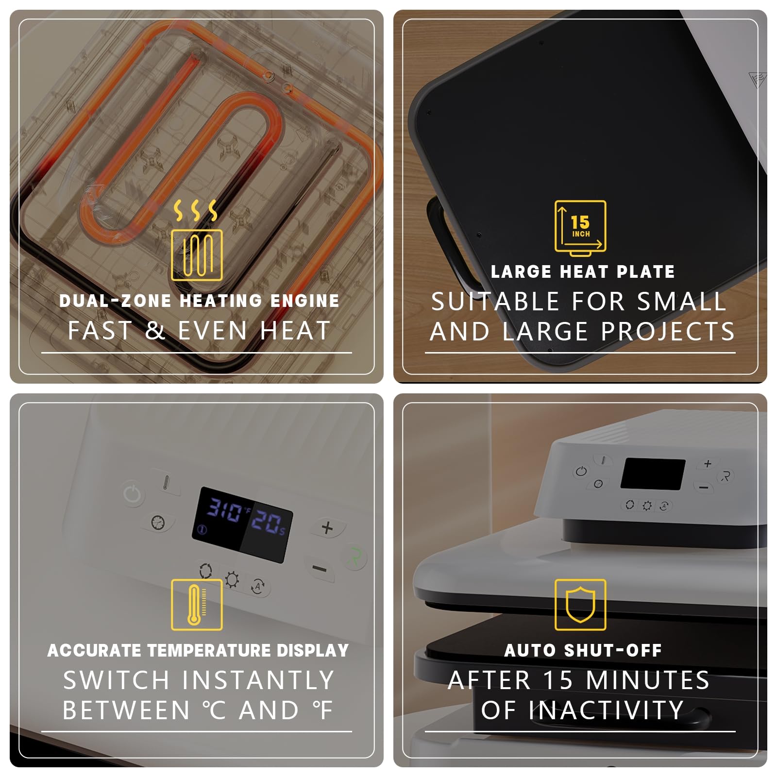 HTVRONT Auto Heat Press Machine for T Shirts - 15x15 Smart T Shirt Press Machine with Auto Release - Professional Heat Press for Sublimation, Vinyl, Heat Transfer Projects - Image 4