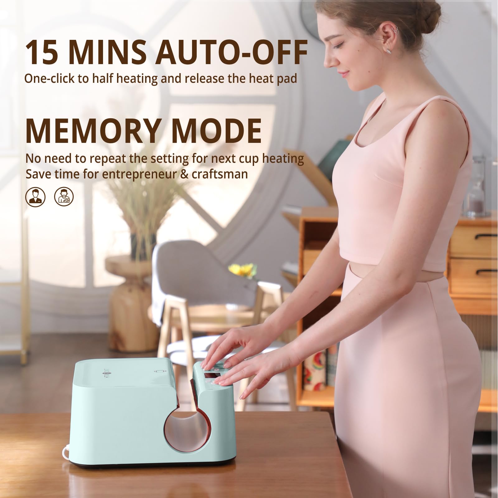 HTVRONT Auto Tumbler Heat Press Machine - Mug Heat Press Heat Up Fast & Even, Professional Tumbler Press High-Security for 2.9-3.2inch Sublimation Tumblers, Cups, Glasses and Mugs (Blue) - Image 5