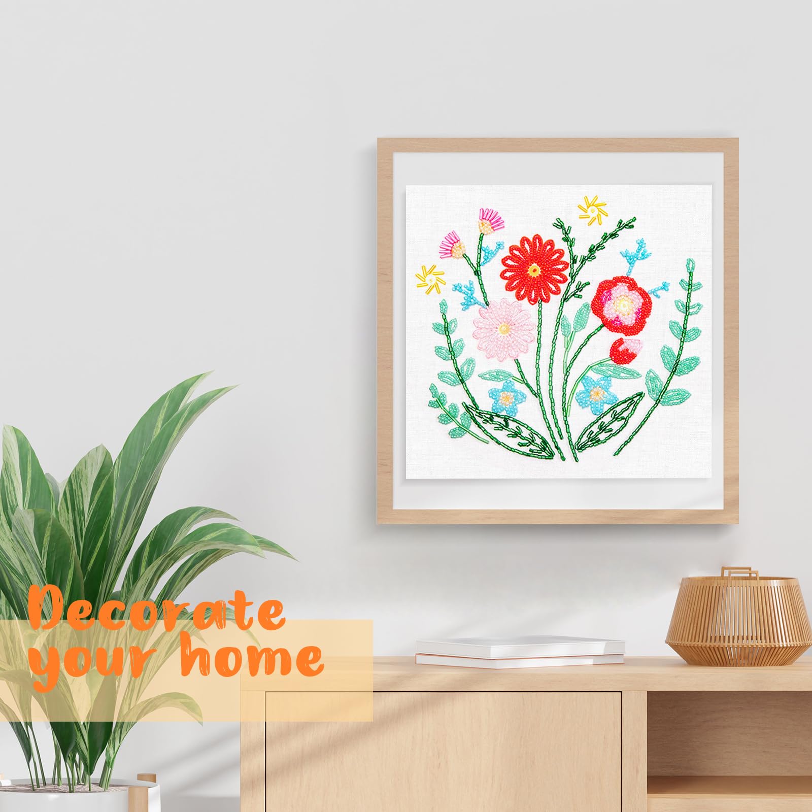 HTVRONT Bead Embroidery Kit for Beginners 3 Sets Bling Bling Bead Embroidery Kit with Step By Step Stitch Video & Instructions, Three-Dimensional Starter Embroidery Set with 19 Stitches for Gift - Image 6