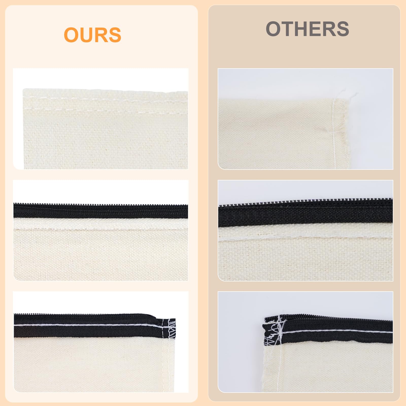 HTVRONT Blank Canvas Makeup Bags 10 Pack, Sublimation Blanks Cosmetic Bags, DIY Heat Transfer Canvas Pen Case Pencil Bags, Beige Multi-Purpose Travel Toiletry Zipper Bags (10pcs 8.3 × 5 Inch) - Image 3