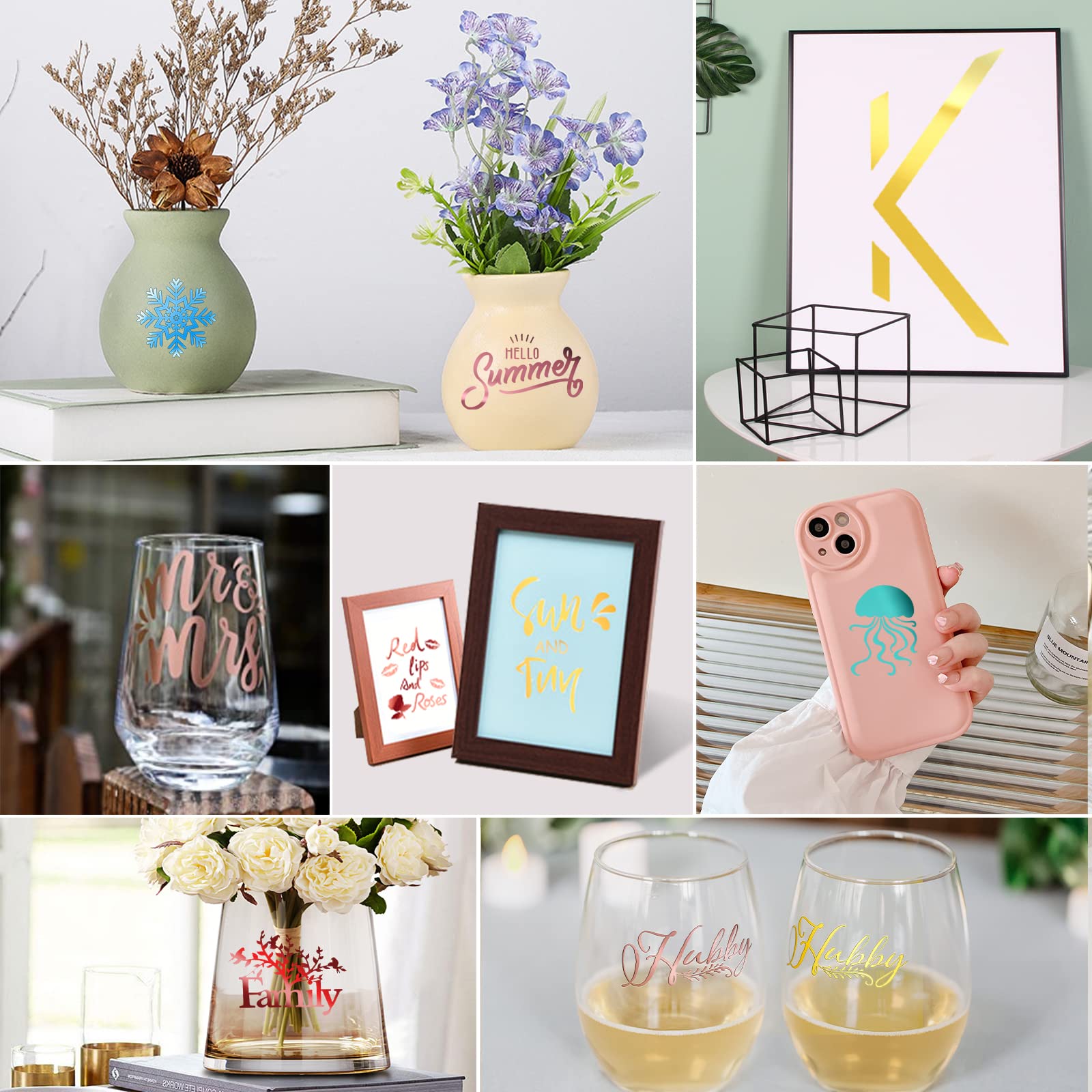 HTVRONT Chrome Vinyl - 9PCS 12"x12" Mirror Metallic Permanent Adhesive Vinyl for Cutting Machine, Mirror Chrome Metallic Permanent Sheets for Decoration - Image 6