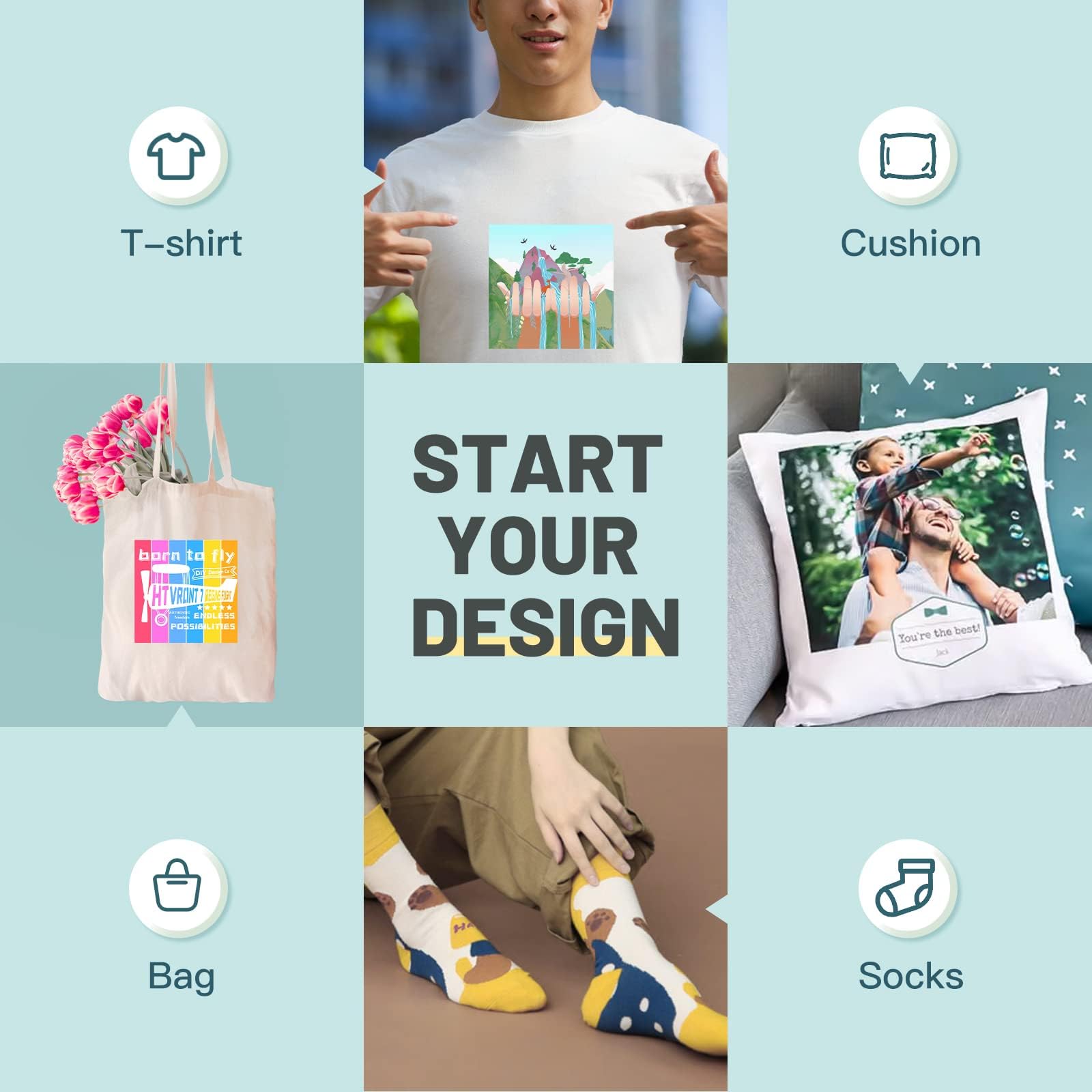 HTVRONT Clear HTV Vinyl for Sublimation, 20 Pack 12" X 12" Matte Sublimation Vinyl for Cotton Fabric, Wash Durable Clear Dye Sub HTV for Light-Colored T Shirts - Image 7