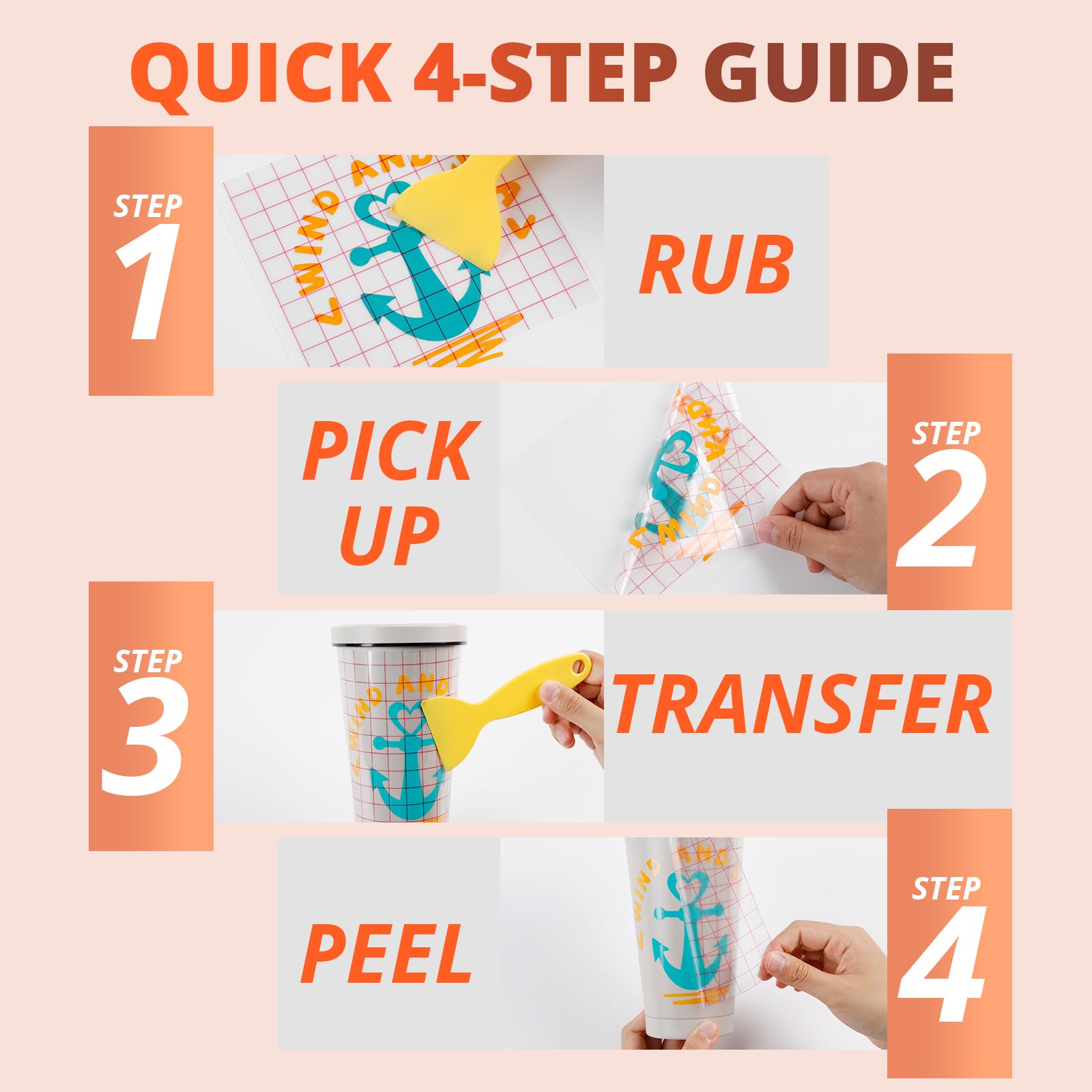 HTVRONT Transfer Tape for Vinyl - 12" x 30 Feet Clear w/Red Alignment Grid Medium Tack Vinyl Transfer Tape Perfect for Cameo Self Adhesive Vinyl for Signs Stickers Decals Walls Doors & Window - Image 5