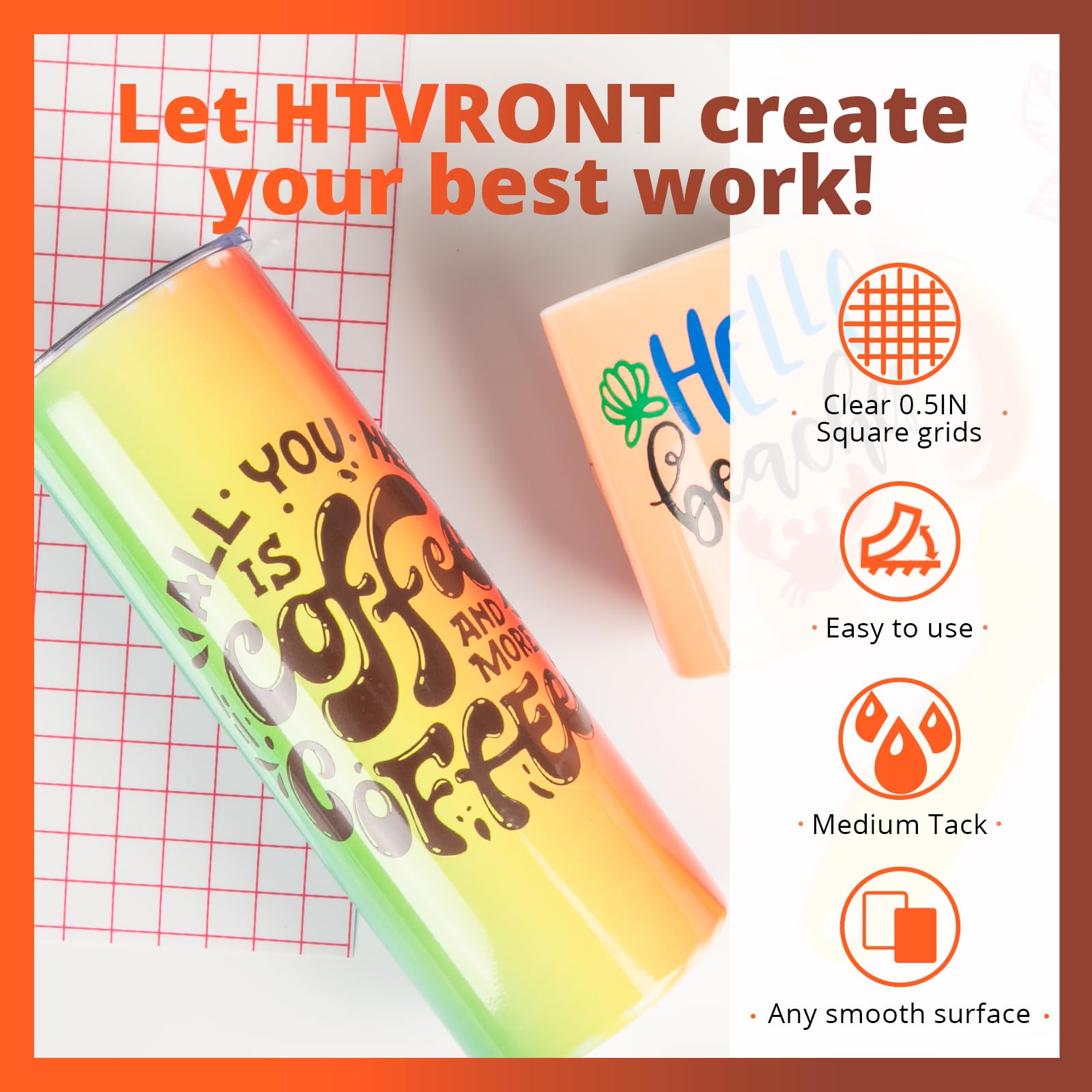 HTVRONT Transfer Tape for Vinyl - 12" x 30 Feet Clear w/Red Alignment Grid Medium Tack Vinyl Transfer Tape Perfect for Cameo Self Adhesive Vinyl for Signs Stickers Decals Walls Doors & Window - Image 7