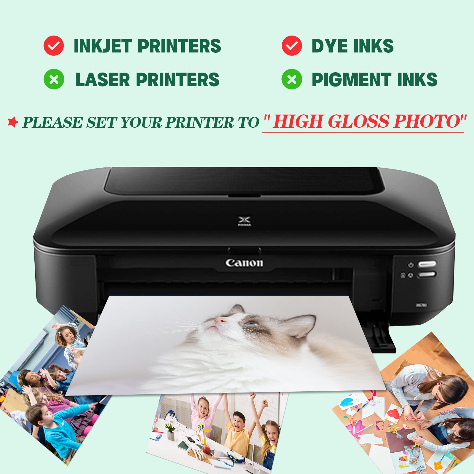 HTVRONT Glossy Photo Paper for Printer - 100 Sheets Inkjet Printer Paper for Chip Bag Paper, Instant Dry Glossy Photo Paper 8.5 x 11 180gsm - Image 4