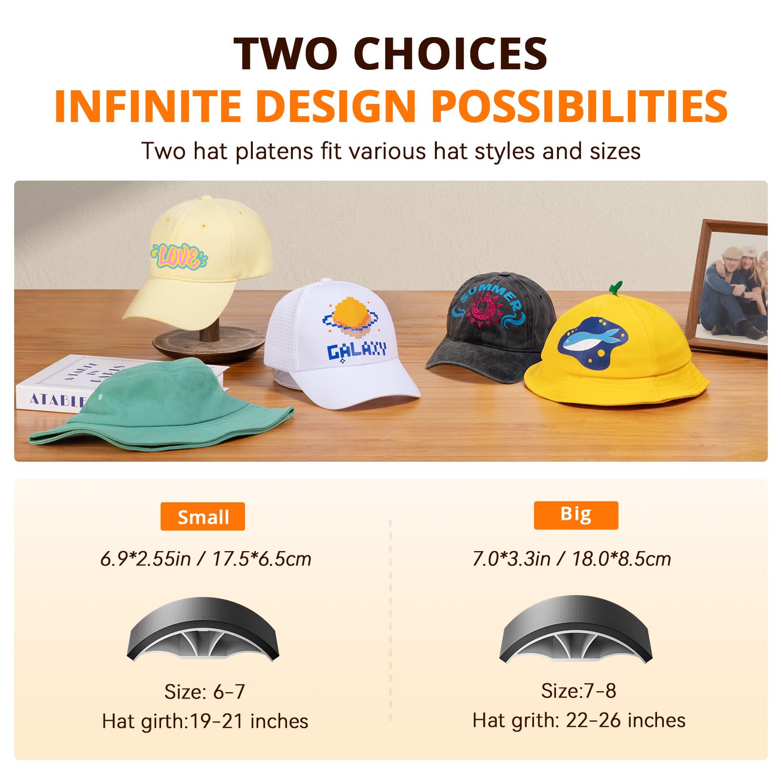 HTVRONT Hat Press Machine - Hat Press Heat Machine for Caps with 2 Platens & Caps Stretcher, White Hat Heat Press Machine for Caps with Memory Mode and Non-Slip Base for Heat Transfer Vinyl - Image 3