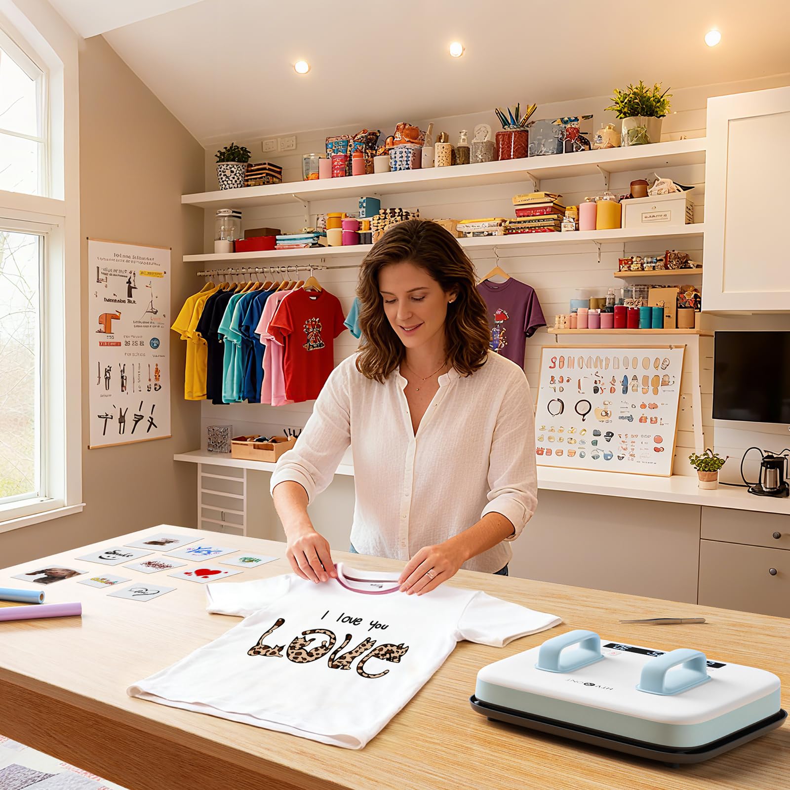 HTVRONT Heat Press Machine for T Shirts - Portable 12X10 Heat Press with Pressure Display, Heats Up Fast & Evenly H10 Heat Press Machines for HTV, Sublimation, Heat Transfer Projects - Image 9