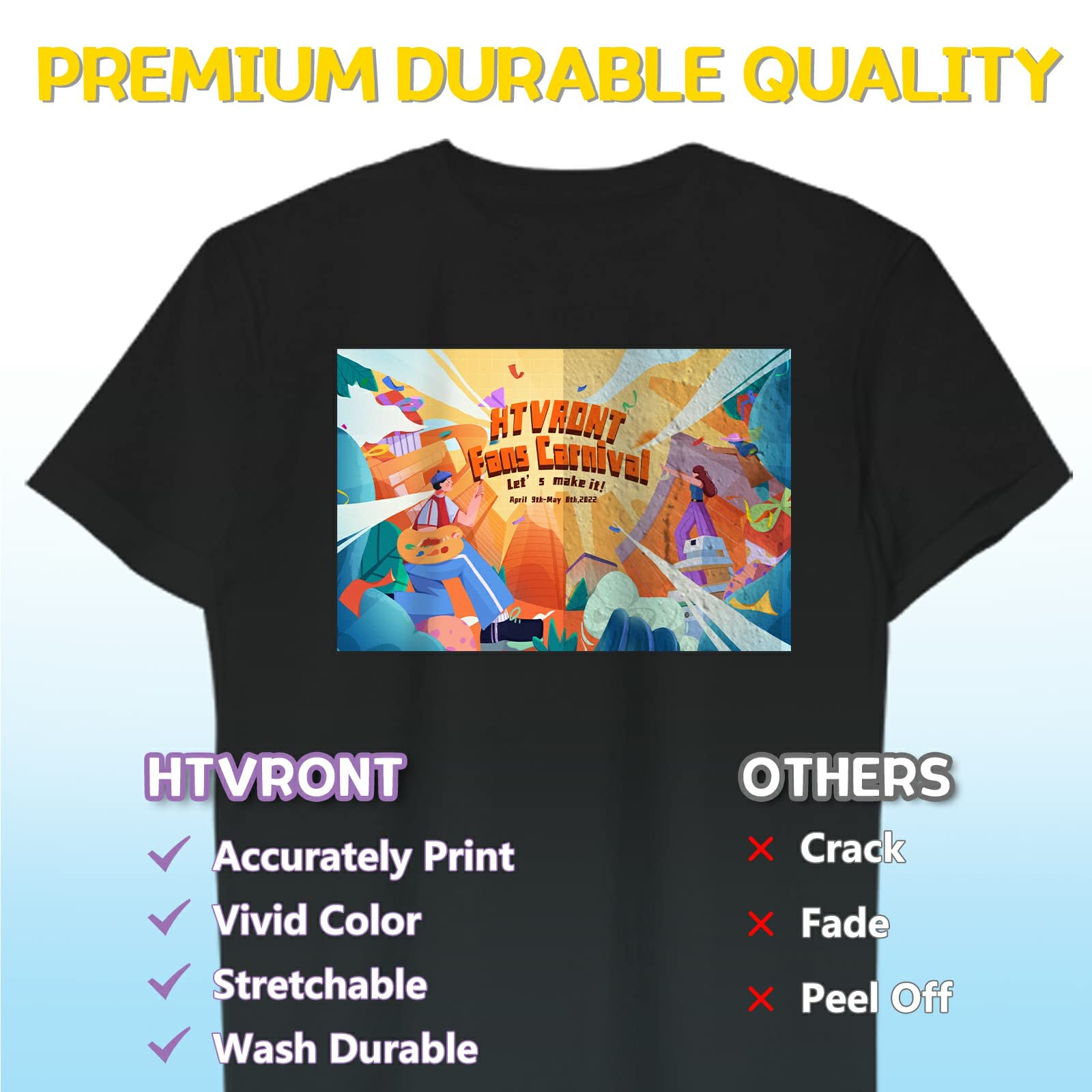 HTVRONT Heat Transfer Paper 11x17 " for Dark T Shirts - 10 Pack Iron on Transfer Paper for Inkjet Printer, Large 11x17" Easy to Use Printable Heat Transfer Vinyl, Vibrant Color, Durable & Soft - Image 3