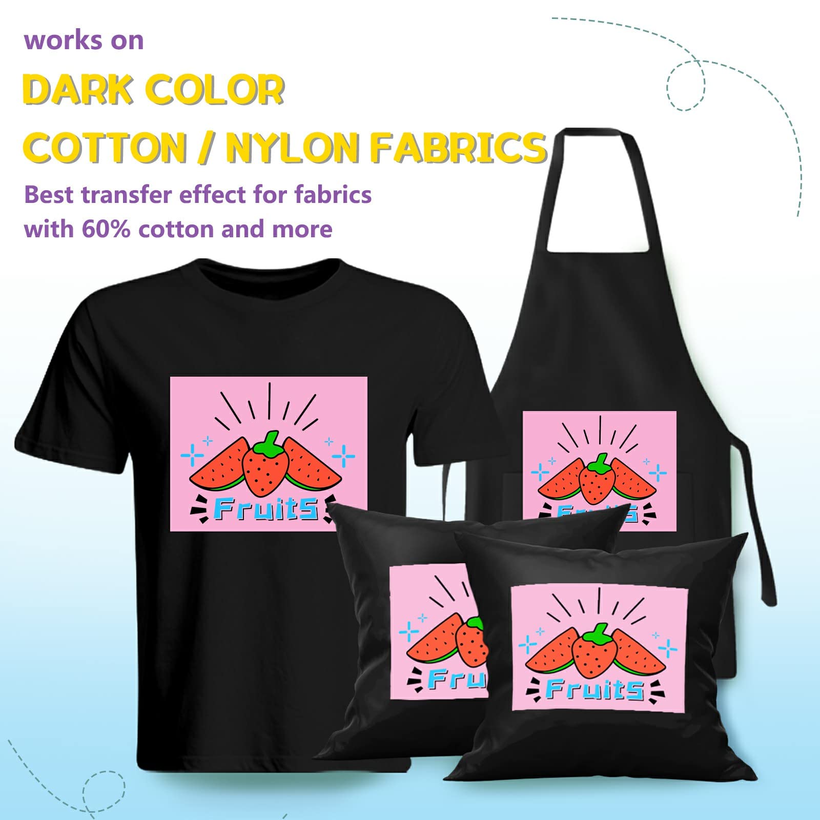 HTVRONT Heat Transfer Paper 11x17 " for Dark T Shirts - 10 Pack Iron on Transfer Paper for Inkjet Printer, Large 11x17" Easy to Use Printable Heat Transfer Vinyl, Vibrant Color, Durable & Soft - Image 4