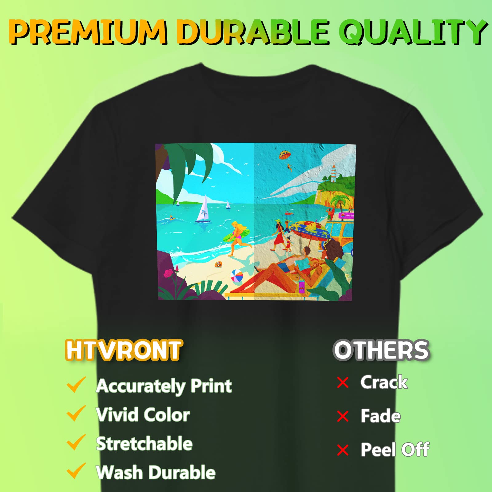 HTVRONT Heat Transfer Paper for Dark T Shirts -25 Sheets 8.5x11" Iron on Transfer Paper for Inkjet & Laser Printer, Stretchable & Durable Printable Heat Transfer Vinyl, Easy to Use - Image 3