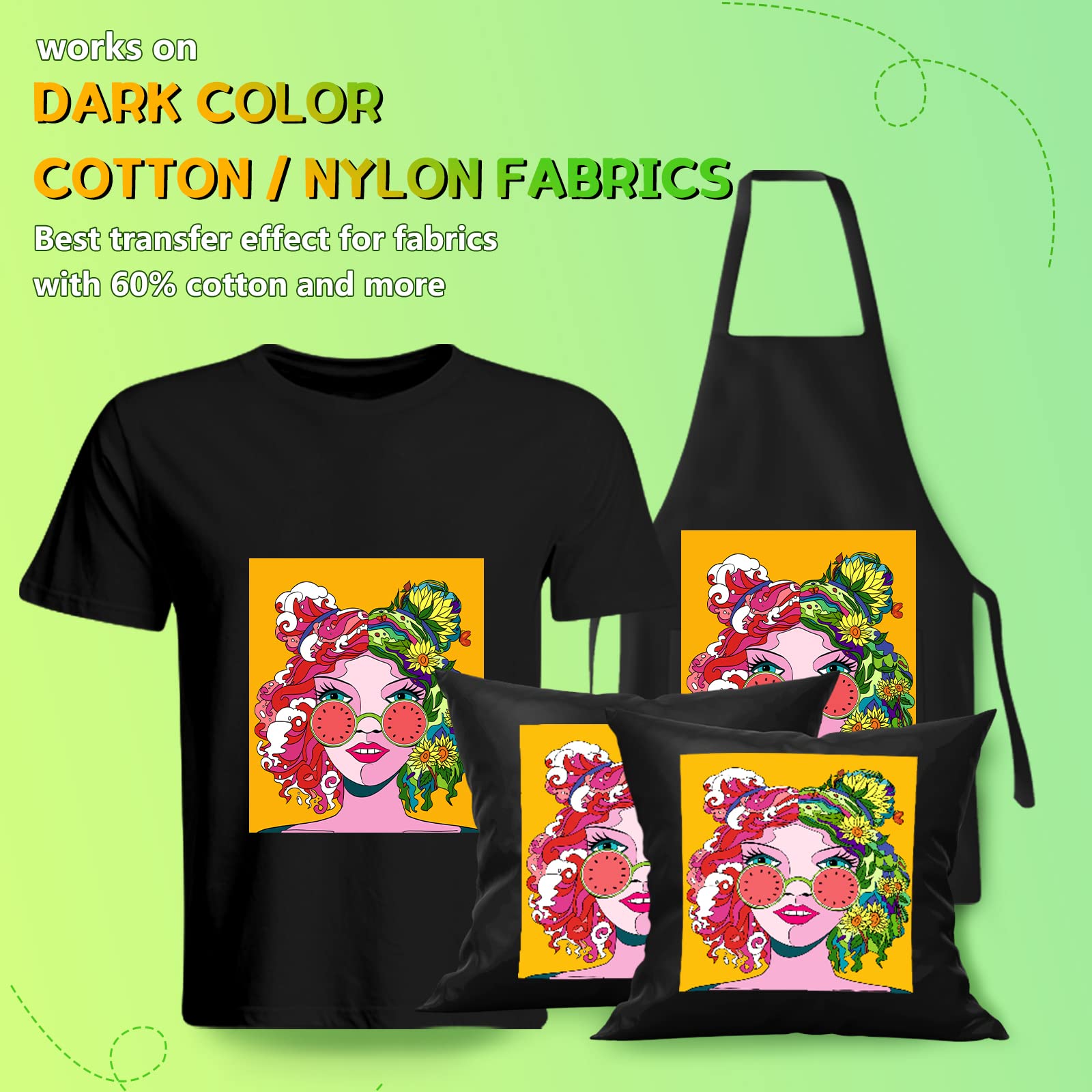 HTVRONT Heat Transfer Paper for Dark T Shirts -25 Sheets 8.5x11" Iron on Transfer Paper for Inkjet & Laser Printer, Stretchable & Durable Printable Heat Transfer Vinyl, Easy to Use - Image 4