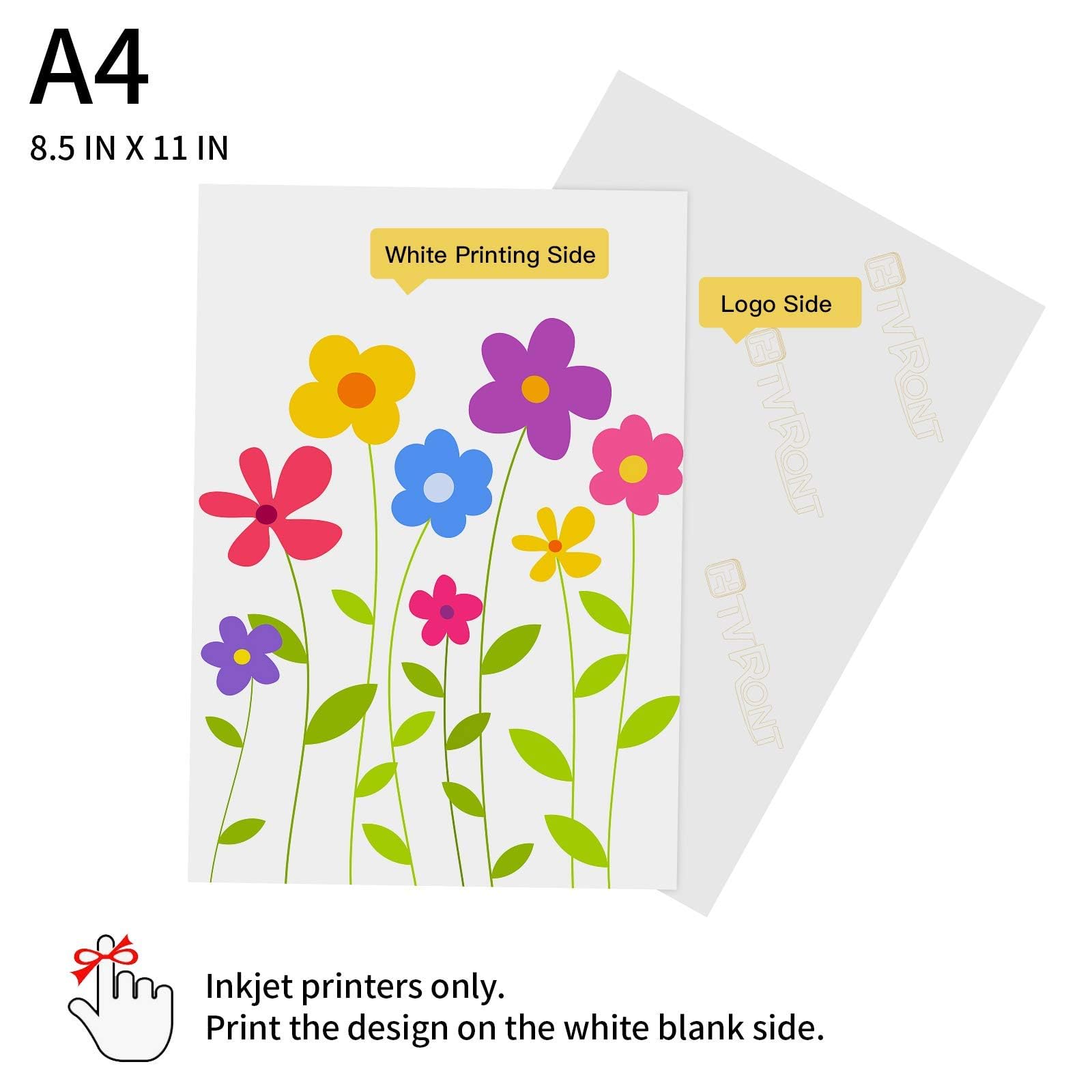 HTVRONT Heat Transfer Paper for T Shirts 20 Sheets, 8.5" X 11" Printable Heat Transfer Vinyl, Vivid Color & Durable Iron on Transfer Paper for Dark Fabric - Image 5