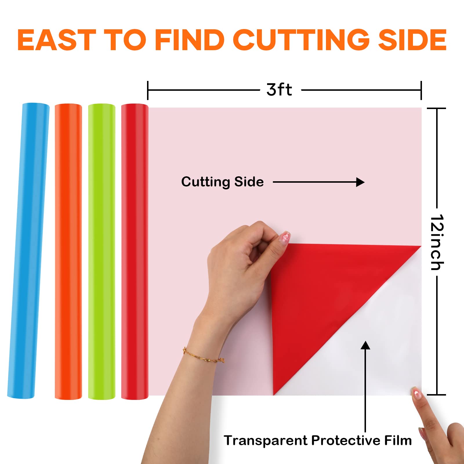 HTVRONT HTV Heat Transfer Vinyl Bundle - 20 Pack 12'' x 3FT Iron on Vinyl for All Cutting Machine, Easy to Use Heat Transfer Vinyl for T Shirts, HTV Vinyl Bundle with 20 Assorted Colors - Image 5