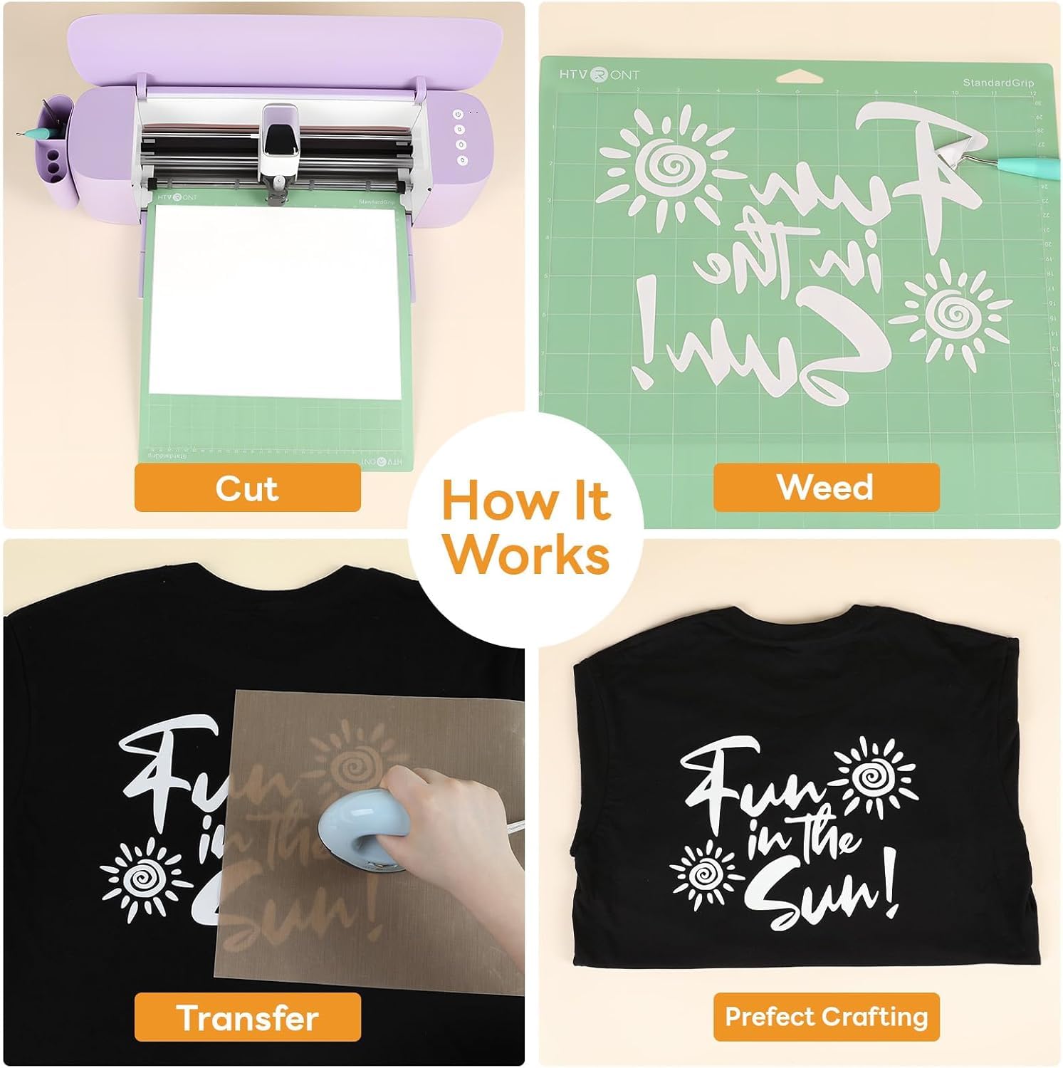 HTVRONT HTV Heat Transfer Vinyl Bundle - 20 Pack 12'' x 3FT Iron on Vinyl for All Cutting Machine, Easy to Use Heat Transfer Vinyl for T Shirts, HTV Vinyl Bundle with 20 Assorted Colors - Image 7