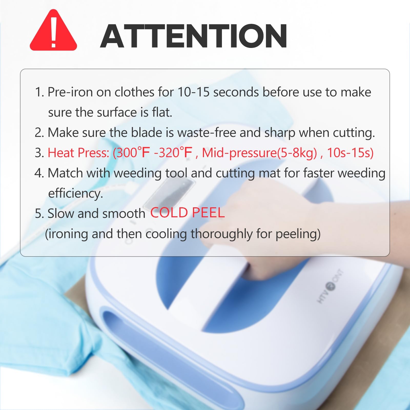 HTVRONT HTV Roll Heat Transfer Vinyl - 12" x 8ft White HTV Vinyl for Shirts, Iron on Vinyl for All Cutting Machine - Easy to Cut & Weed for Heat Transfer Design (White) - Image 7