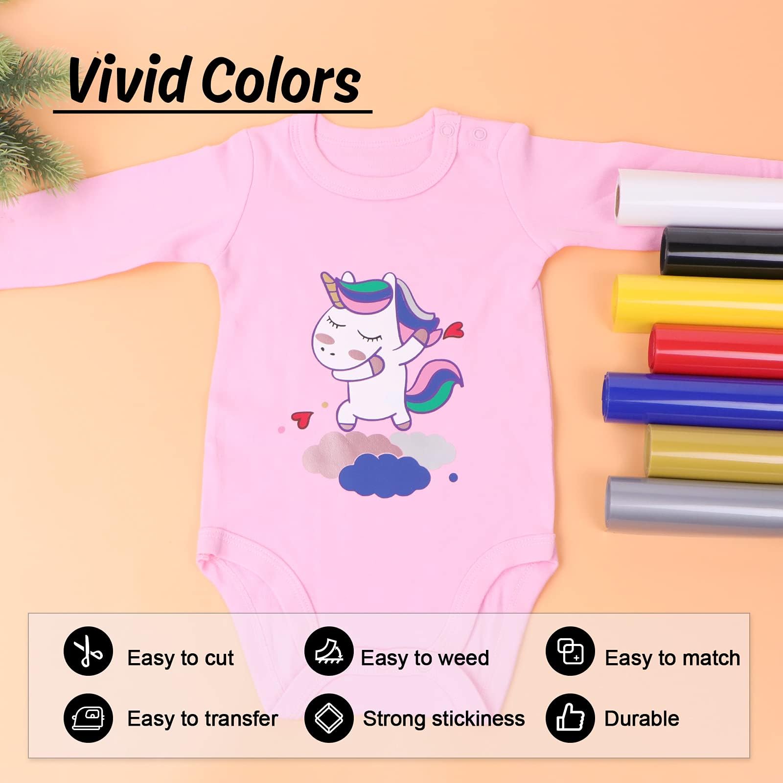 HTVRONT HTV Vinyl Rolls Heat Transfer Vinyl - 12" x 5ft Brown HTV Vinyl for Shirts, Iron on Vinyl for All Cutter Machine - Easy to Cut & Weed for Heat Vinyl Design (Brown) - Image 3