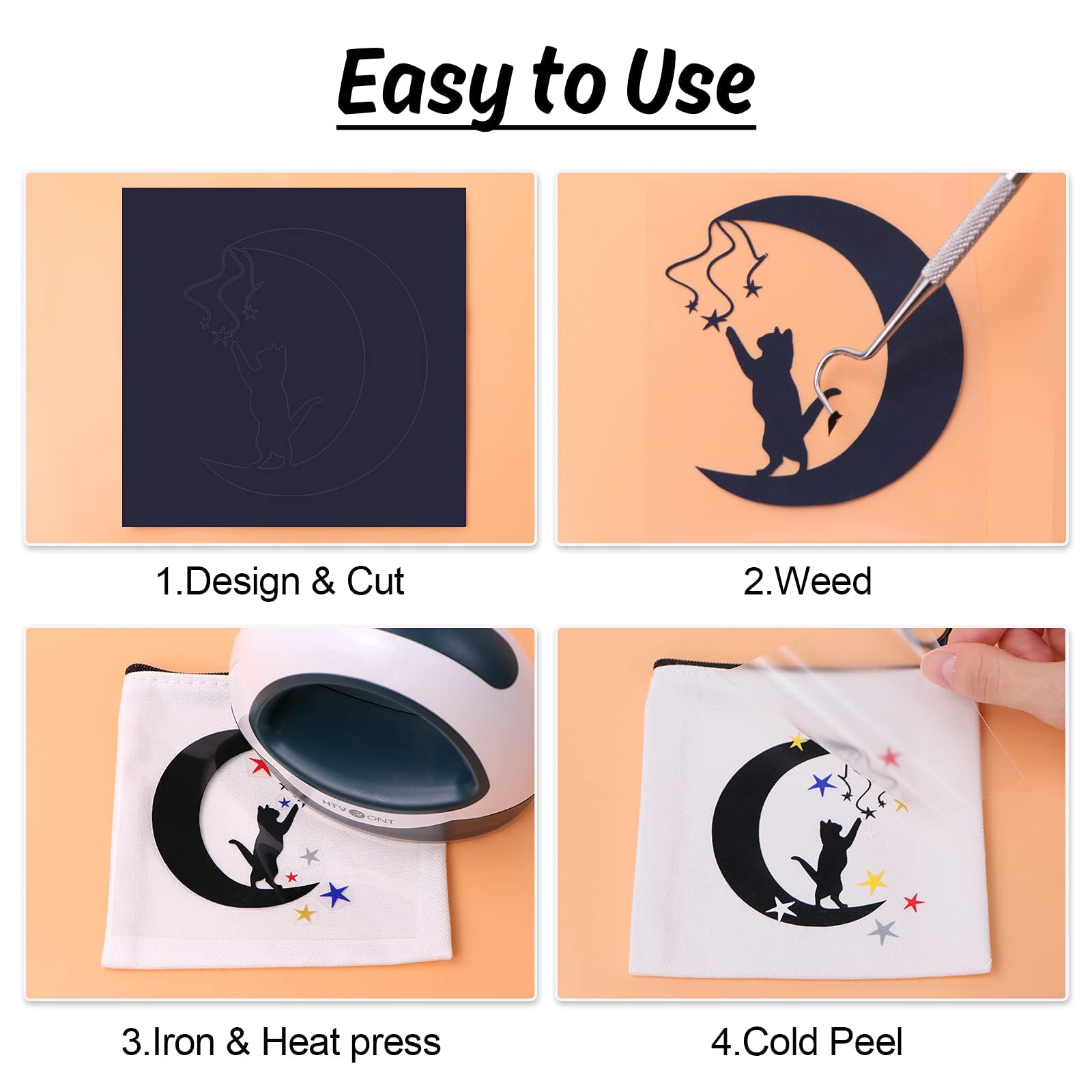 HTVRONT HTV Vinyl Rolls Heat Transfer Vinyl - 12" x 5ft Brown HTV Vinyl for Shirts, Iron on Vinyl for All Cutter Machine - Easy to Cut & Weed for Heat Vinyl Design (Brown) - Image 5