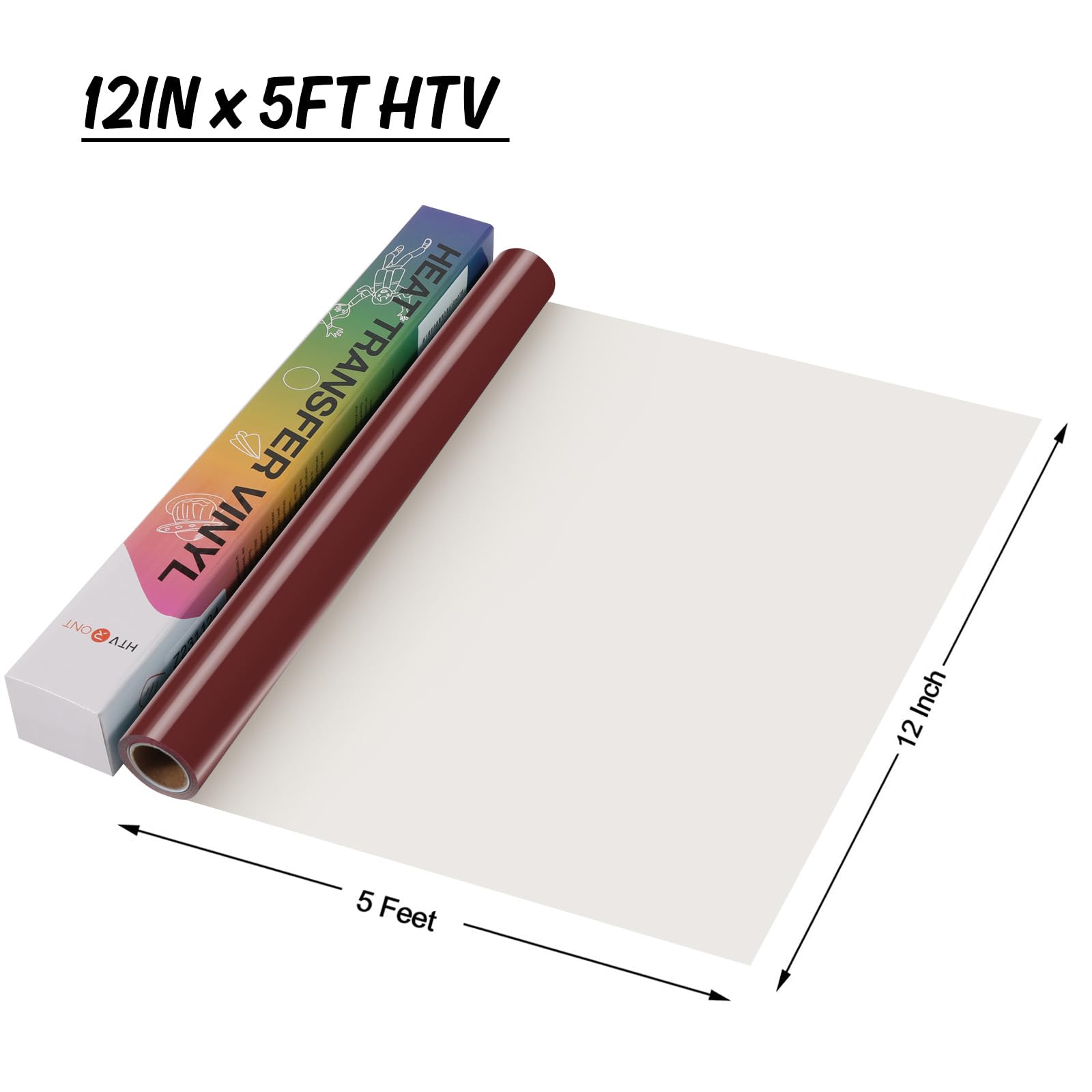 HTVRONT HTV Vinyl Rolls Heat Transfer Vinyl - 12" x 5ft Brown HTV Vinyl for Shirts, Iron on Vinyl for All Cutter Machine - Easy to Cut & Weed for Heat Vinyl Design (Brown) - Image 7