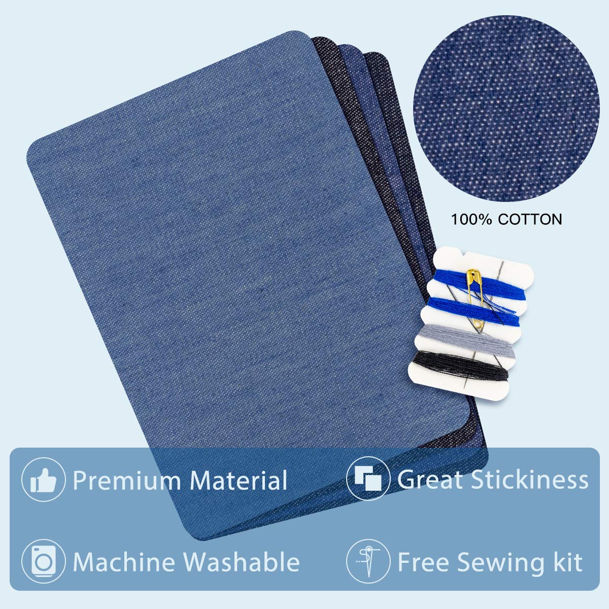 HTVRONT Iron on Patches for Clothes - 20 Pack Iron on Patches for Inside & Outside Jeans 3" by 4-1/4", Cotton Denim Patches with Strongest Glue for Clothing Repair and Decoration (4 Color) - Image 6