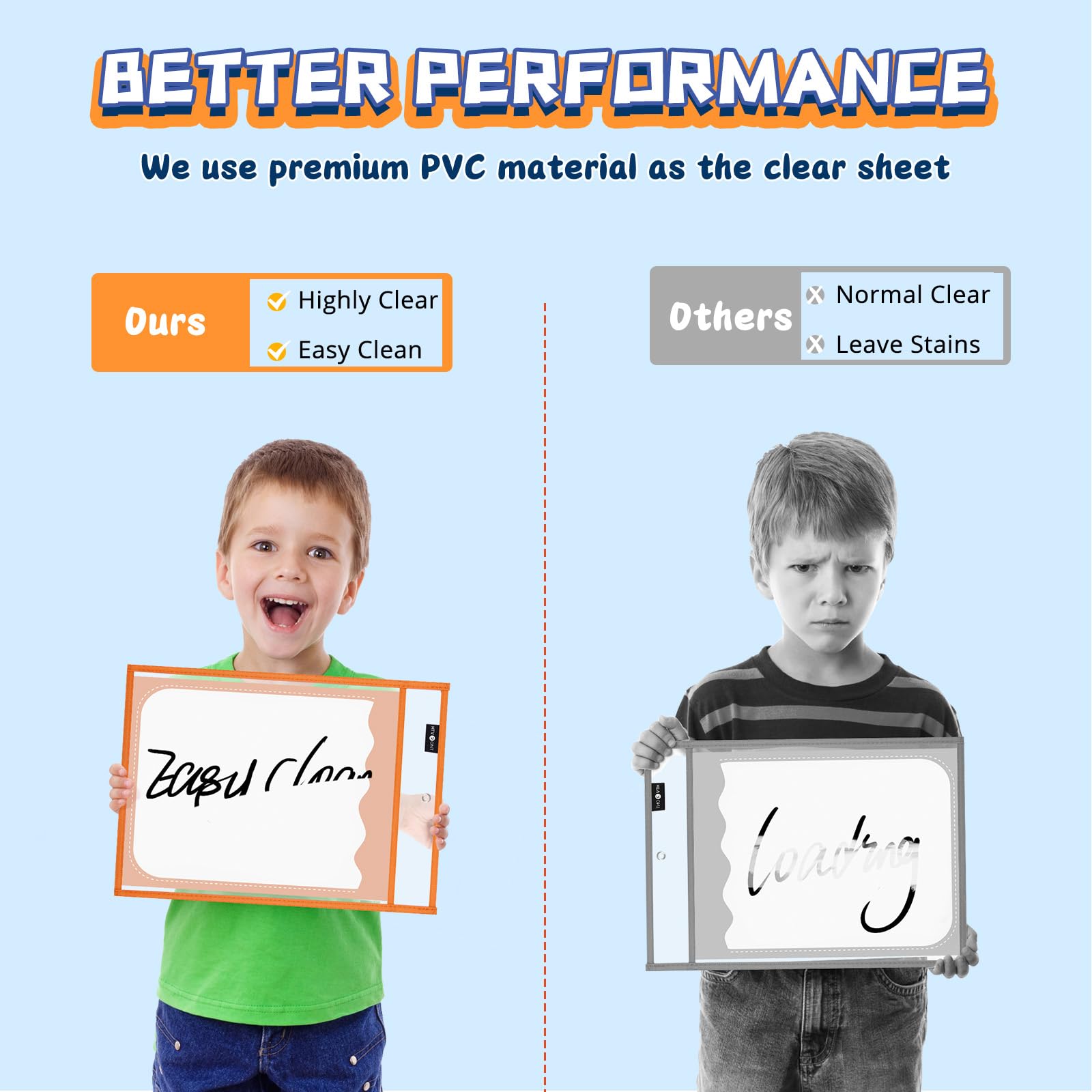 HTVRONT Oversized Dry Erase Pockets - 30 Pack Reusable Sleeves with Rings, Clear Plastic Sheet Protectors for Classrooms, Teachers, Schools, Shops, Ticket Holders - Image 8