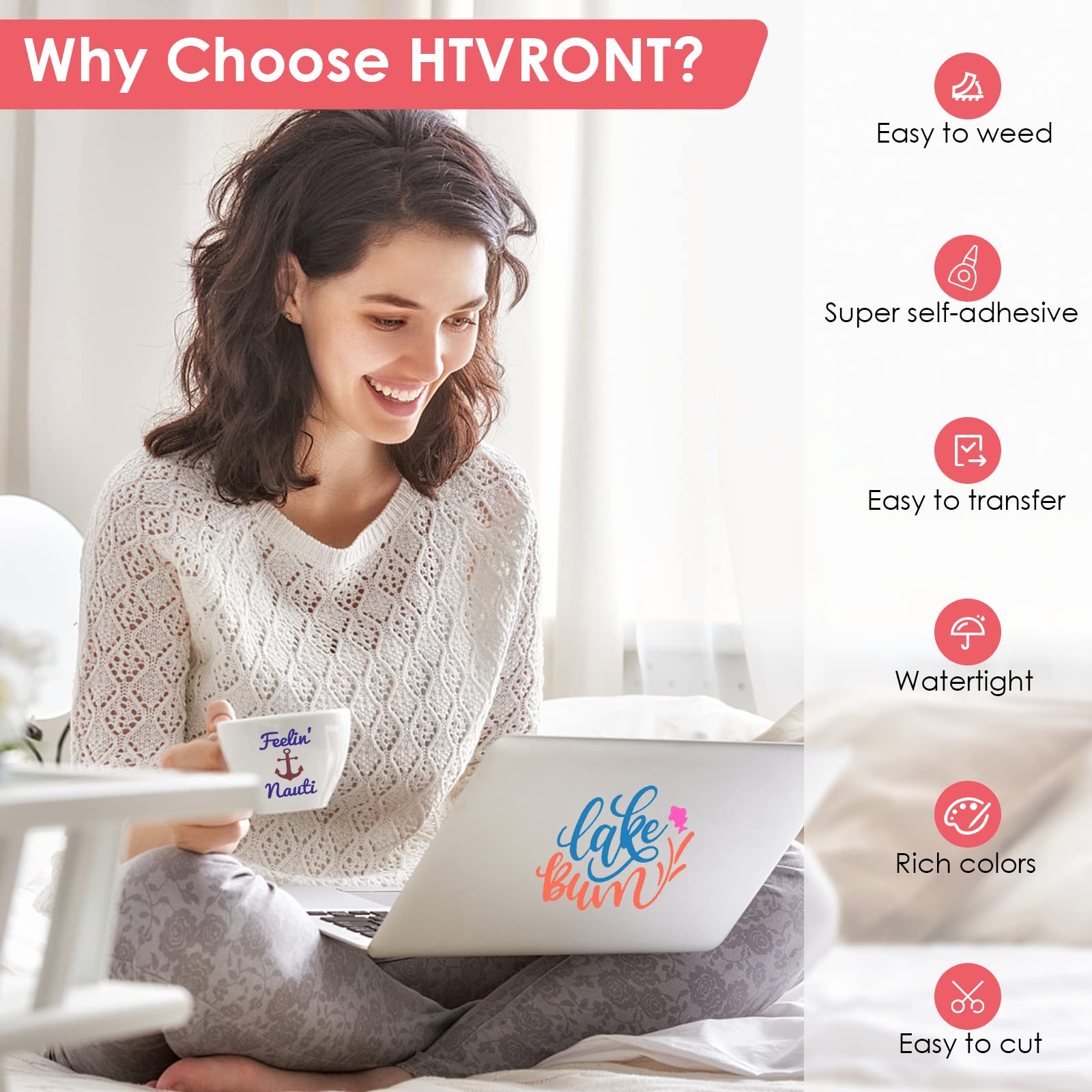 HTVRONT Permanent Vinyl for Cutting Machine-100 Pack 12 "x12 Adhesive Vinyl Sheets Set, 90 Sheets Permanent Bundle & 10 Transfer Tape for Projects and Crafting - Image 6