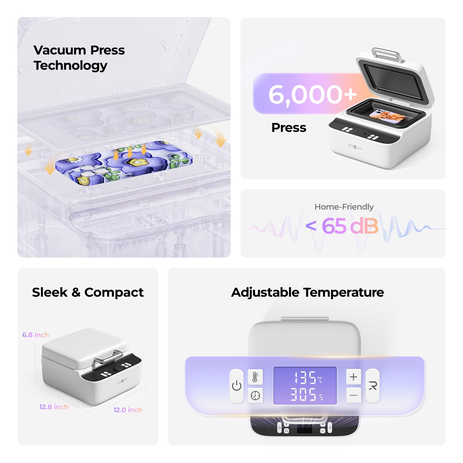 HTVRONT Phone Case Heat Press Machine Compatible with iPhone - H17 Vacuum Heat Press Machine for Phone Cases- Sublimation Press for Custom Phone Case, Badges, Coasters, Includes Film & Fixture - Image 7