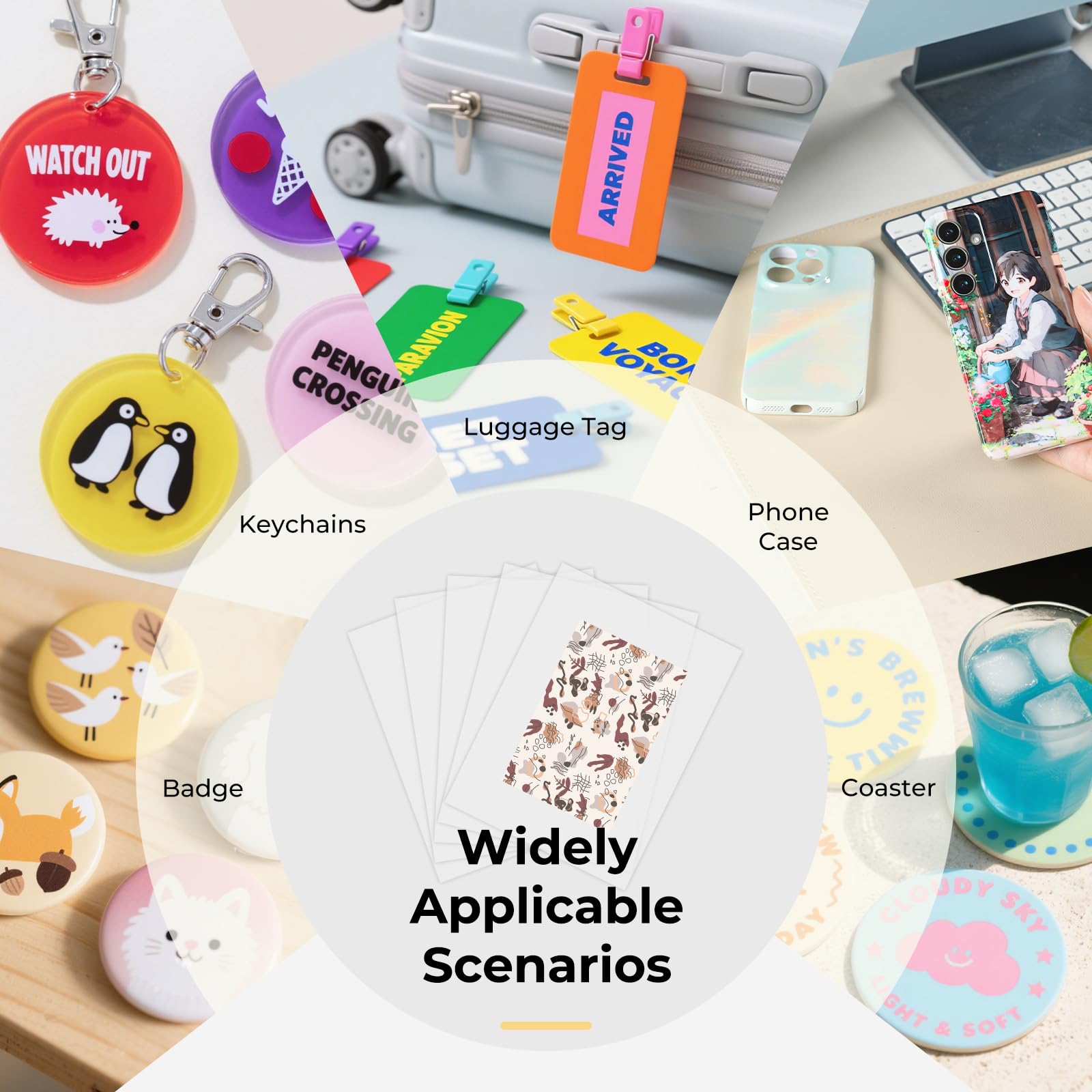 HTVRONT Printable Sublimation Heat Transfer Film for Phone Case Heat Press，10 Pack 3D Sublimation Film Sheets for Phone Cases Mugs，8.3" x 11.7" Sublimation Transfer Paper for Badge, Keychains - Image 6