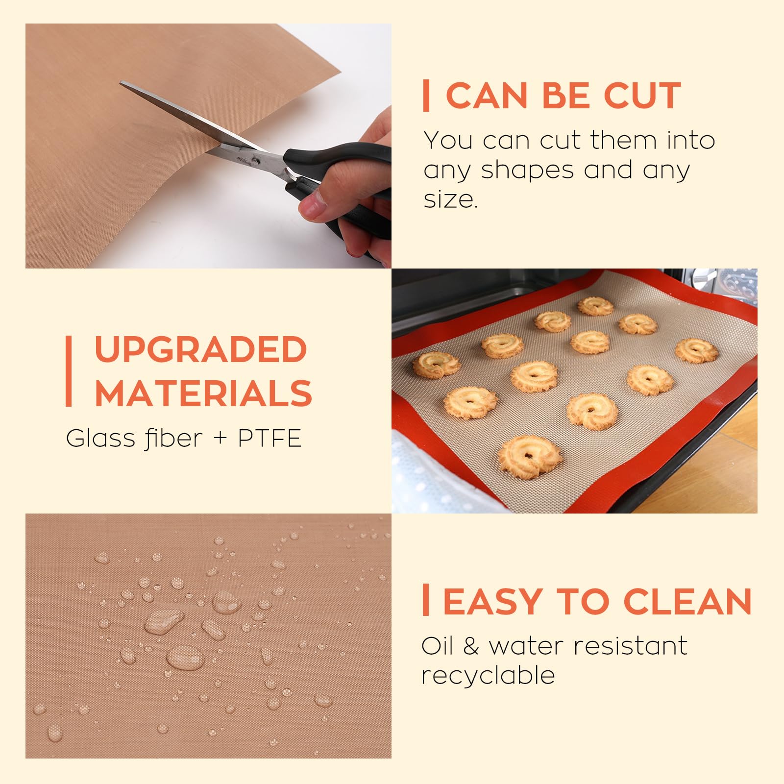 HTVRONT PTFE Sheets for Heat Press - 3 Pack Non Stick PTFE Polytetrafluoroethylene Sheet Reusable 12 x 16" PTFE Coating Paper Heat Resistant PTFE Mat(Brown) - Image 3