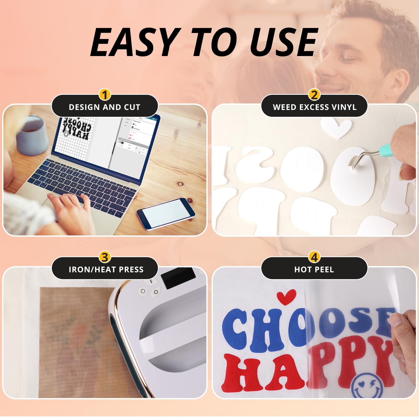 HTVRONT Puff Vinyl Heat Transfer - 10" x 6ft Red Puff HTV Vinyl for T Shirts, 3D Puff Heat Transfer Vinyl Compatible with Cricut Cutting Machine - Easy to Cut & Weed & Transfer (Red) - Image 3