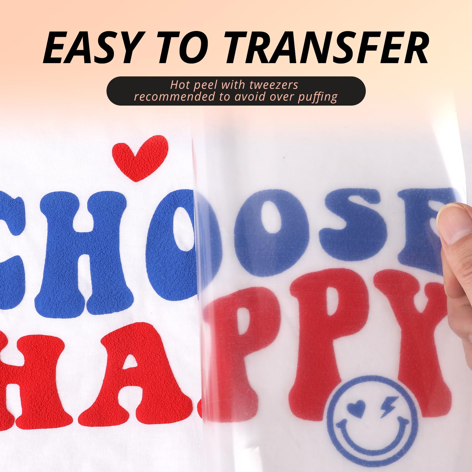 HTVRONT Puff Vinyl Heat Transfer - 10" x 6ft Red Puff HTV Vinyl for T Shirts, 3D Puff Heat Transfer Vinyl Compatible with Cricut Cutting Machine - Easy to Cut & Weed & Transfer (Red) - Image 4