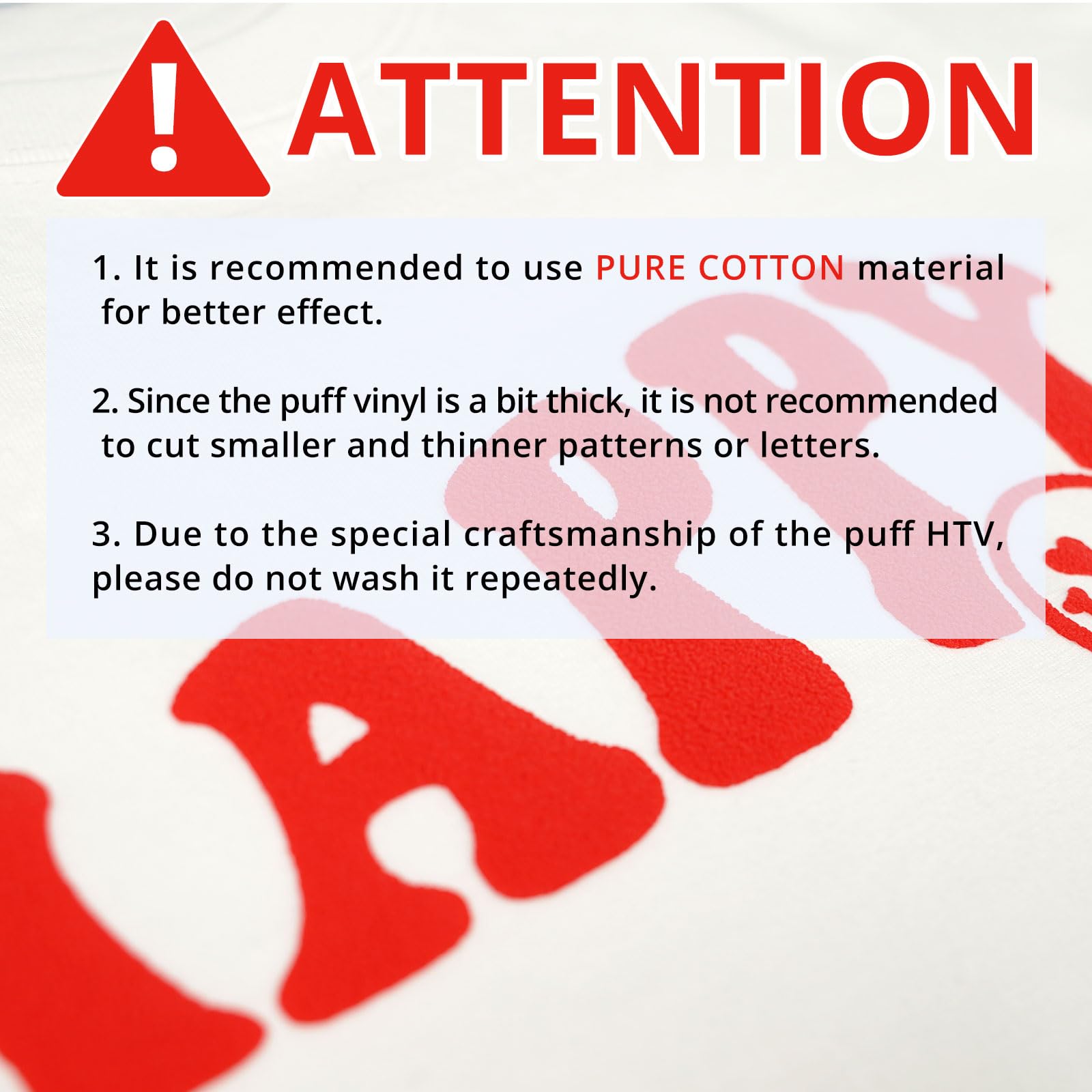 HTVRONT Puff Vinyl Heat Transfer - 10" x 6ft Red Puff HTV Vinyl for T Shirts, 3D Puff Heat Transfer Vinyl Compatible with Cricut Cutting Machine - Easy to Cut & Weed & Transfer (Red) - Image 7