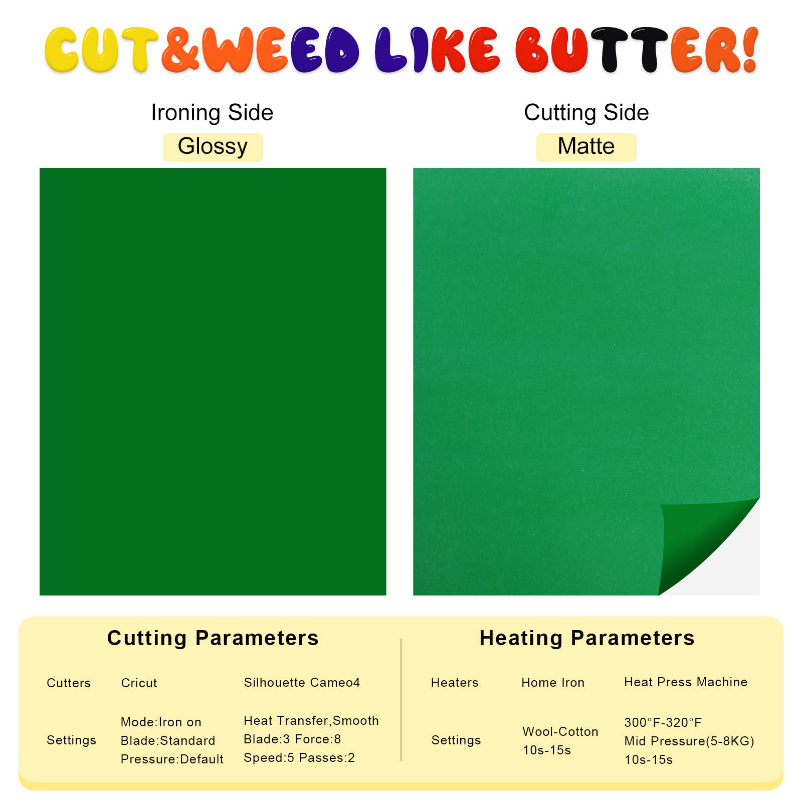 HTVRONT Puff Vinyl Heat Transfer-8 Pcs 3D Puff Vinyl in 8 Assorted Colors, 3D Puff Heat Transfer Vinyl for T-Shirts, 12x10 Puff HTV Compatible with Cricut Cutting Machine or Heat Press Machine - Image 4