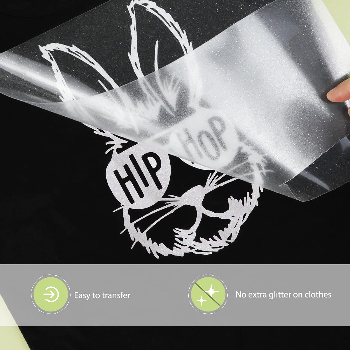 HTVRONT Rainbow White Glitter HTV Vinyl Roll-12" x 6 FT White Glitter Heat Transfer Vinyl Bundle, White Glitter Iron on Vinyl for All Cutting Machines - Image 4