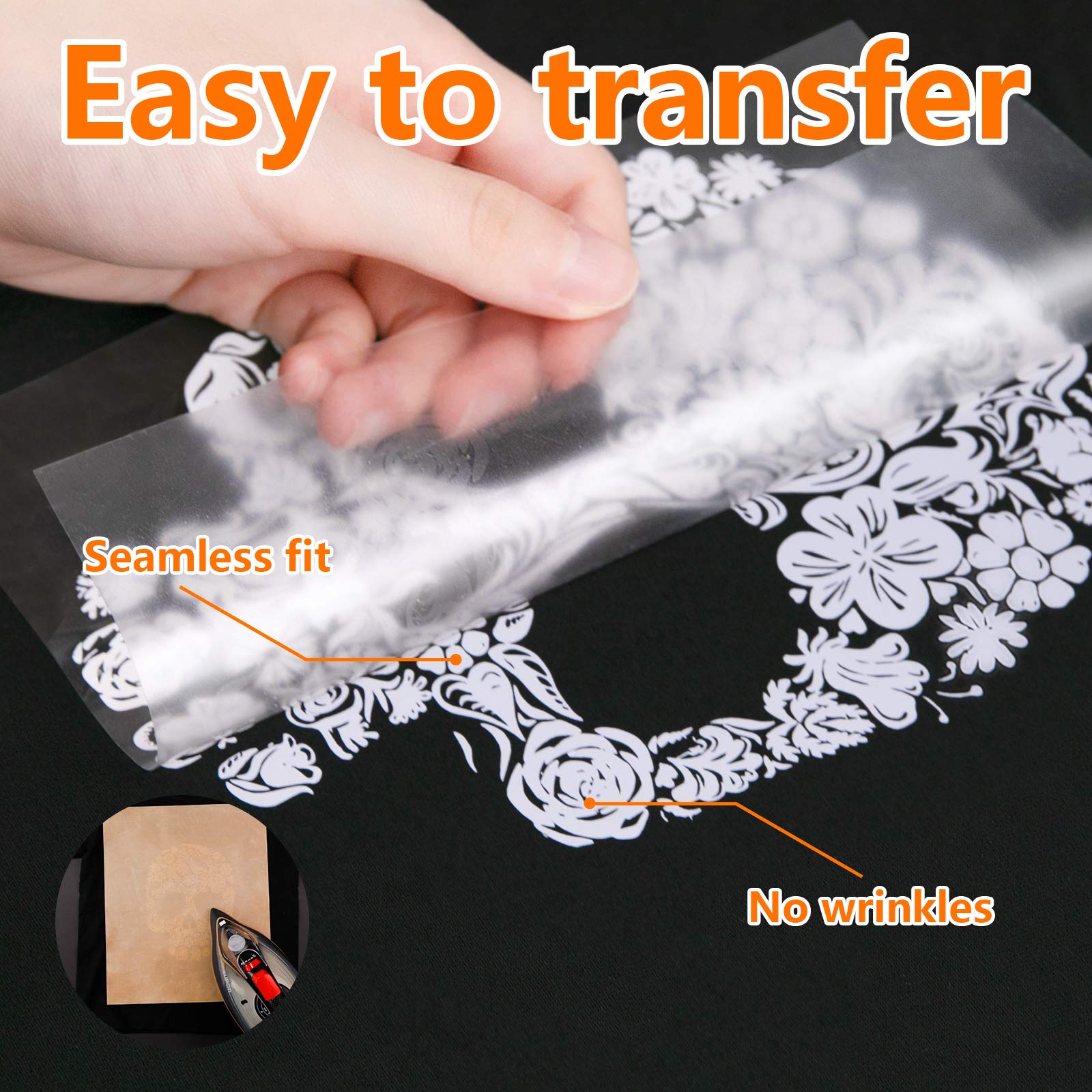 HTVRONT Reflective Heat Transfer Vinyl HTV Roll: 12"x10' Silver Iron On Vinyl Roll for T-Shirt (Light Grey) - Image 5