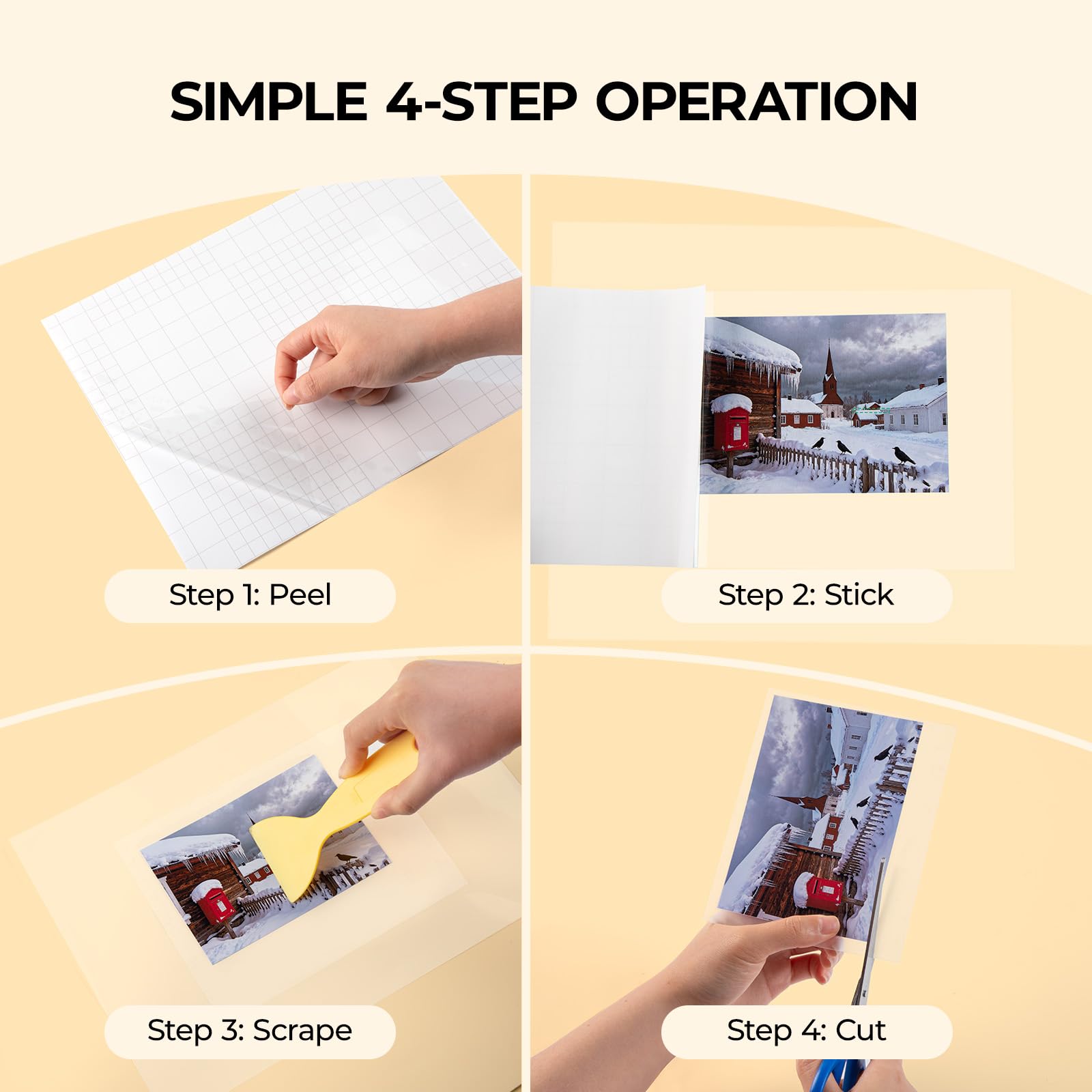 HTVRONT Self Adhesive Laminating Sheets - 50 Sheets, 4mil, 9 x 12 Inches Self Laminating Sheets, No Machine Needed Clear Laminating Sheets for Protecting Documents Photos Menus Stickers Book Cover - Image 7