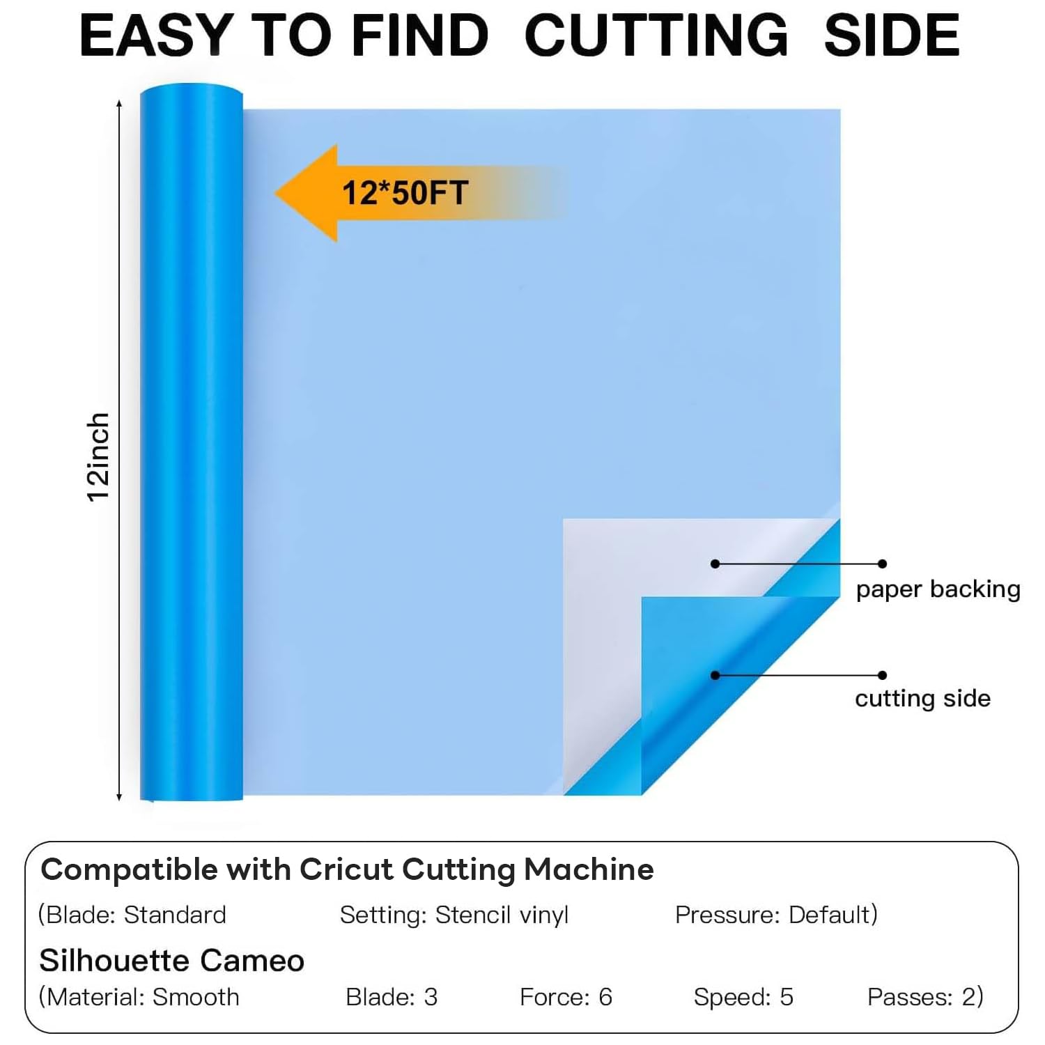 HTVRONT Stencil Permanent Adhesive Vinyl - 12” x 50 FT Light Blue Adhesive Stencil Vinyl Compatible with Cricut Cutting Machine & Silhouette Machine - Image 3