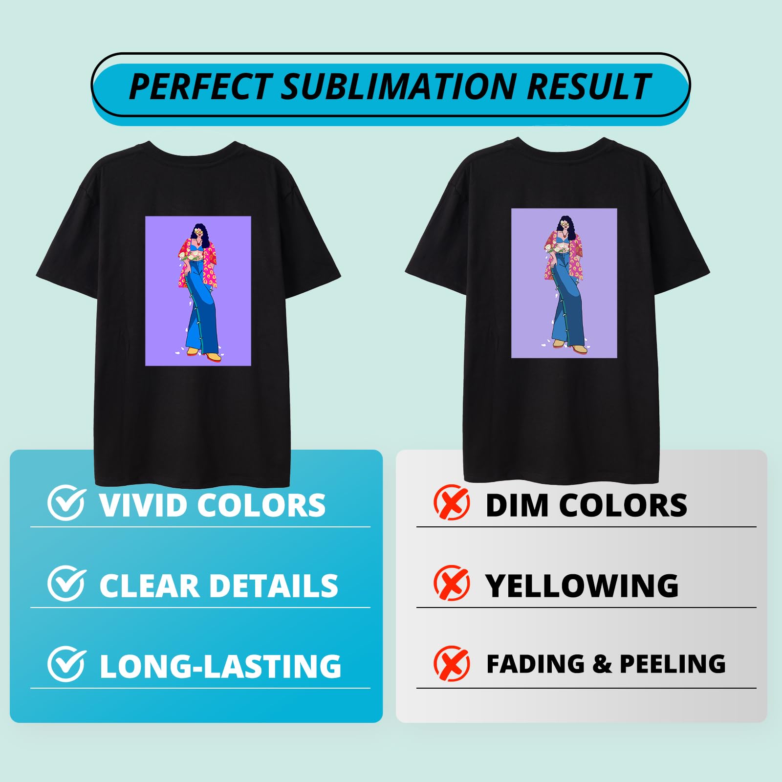 HTVRONT Sublimation HTV for Dark Fabric/Light Fabric 30 Pack - 12 * 10'' Matte Sublimation Vinyl - Sublimation Blanks for Sublimation Shirts/Hat/Pillow/Bag - Image 3