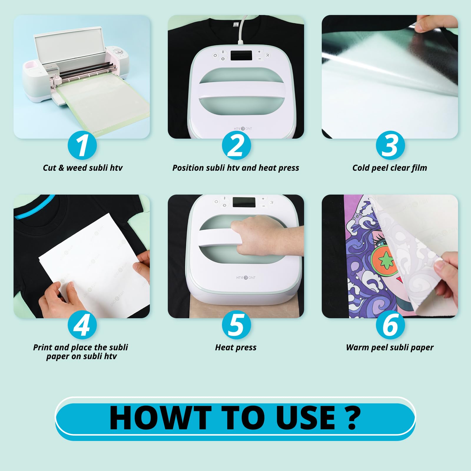 HTVRONT Sublimation HTV for Dark Fabric/Light Fabric 30 Pack - 12 * 10'' Matte Sublimation Vinyl - Sublimation Blanks for Sublimation Shirts/Hat/Pillow/Bag - Image 5