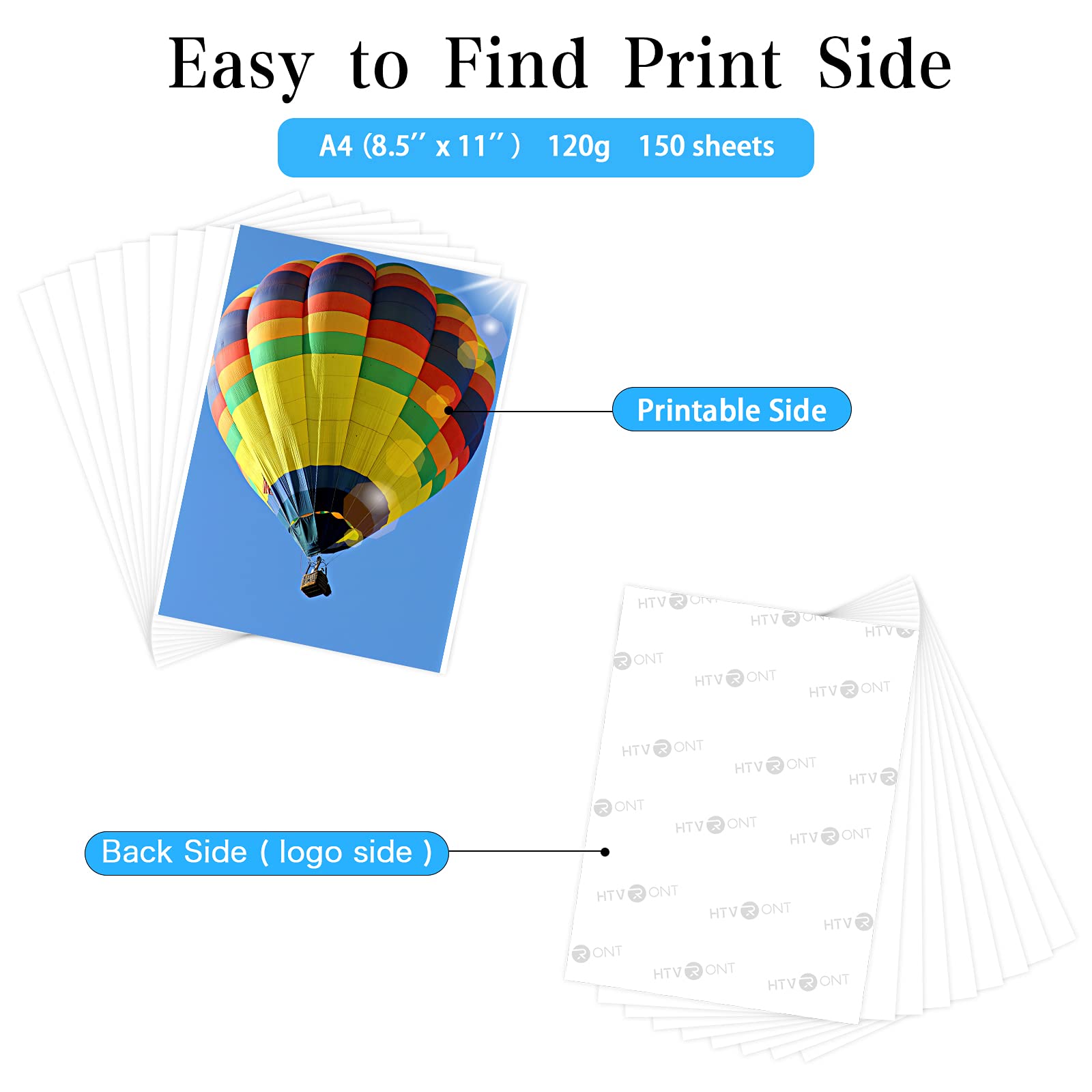 HTVRONT Sublimation Paper 8.5 x 11 inches - 150 Sheets Sublimation Paper Compatible with Inkjet Printer 120gsm - Image 4