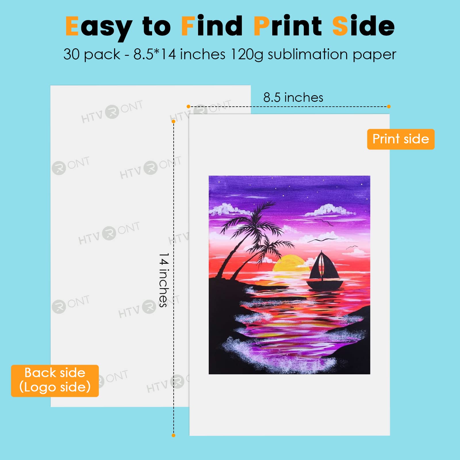 HTVRONT Sublimation Paper 8.5x14 inches - 30 Sheets Sublimation Transfer Paper Compatible with Inkjet Printer, Easy to Transfer 120 gsm Sublimination Paper for tumblers, T-shirts, Mugs - Image 3