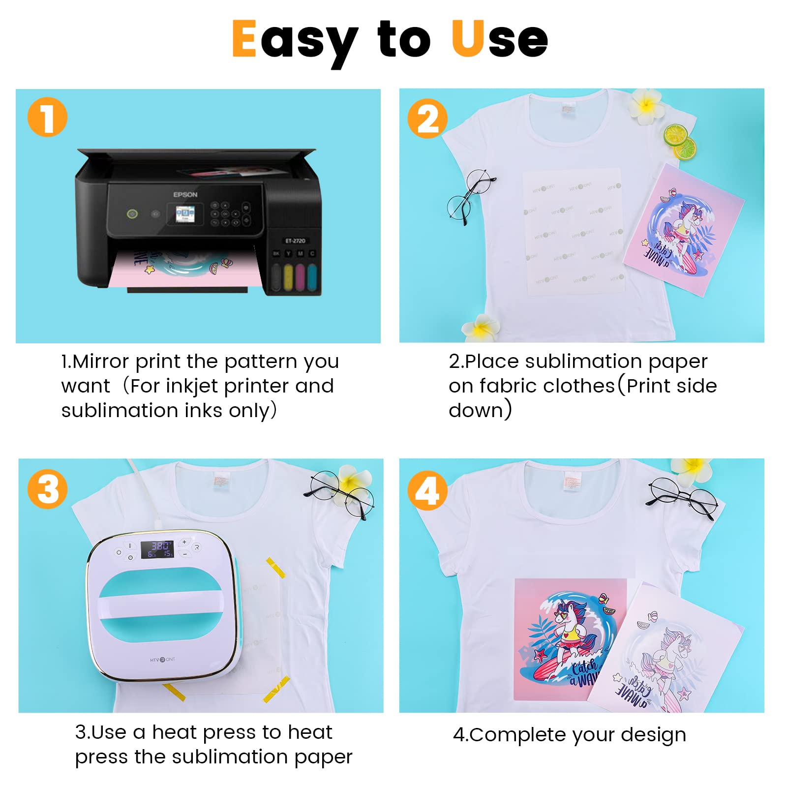 HTVRONT Sublimation Paper 8.5x14 inches - 30 Sheets Sublimation Transfer Paper Compatible with Inkjet Printer, Easy to Transfer 120 gsm Sublimination Paper for tumblers, T-shirts, Mugs - Image 5