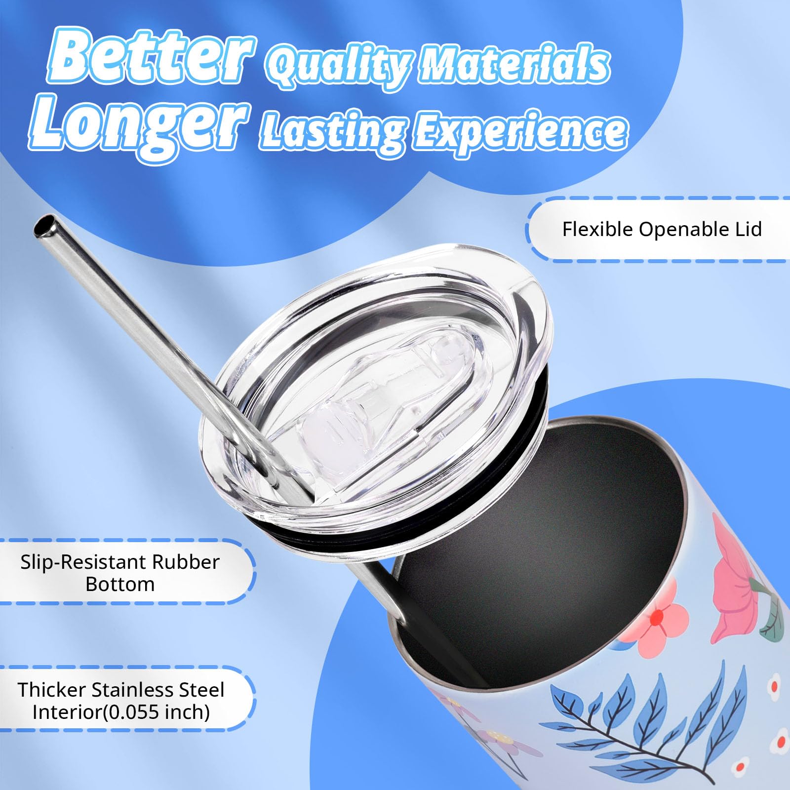 HTVRONT Sublimation Tumblers 12 PCS - 20 OZ Sublimation Tumbler Blanks with Sublimation Paper/Shrink Wrap Films/Heat Tape/Straws/Straw Brush - Sublimation Blanks Products for Gift/DIY Craft - Image 3